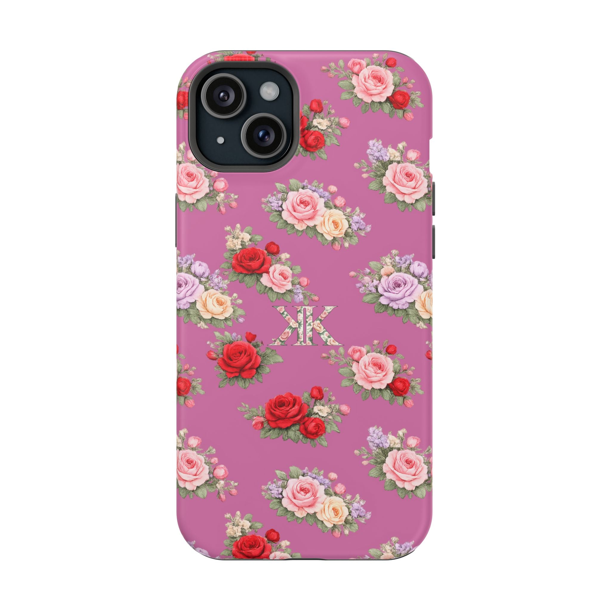 Anthos Collection Light Pink  Vintage Floral Rose Pattern Magnetic Impact-Resistant Phone Case