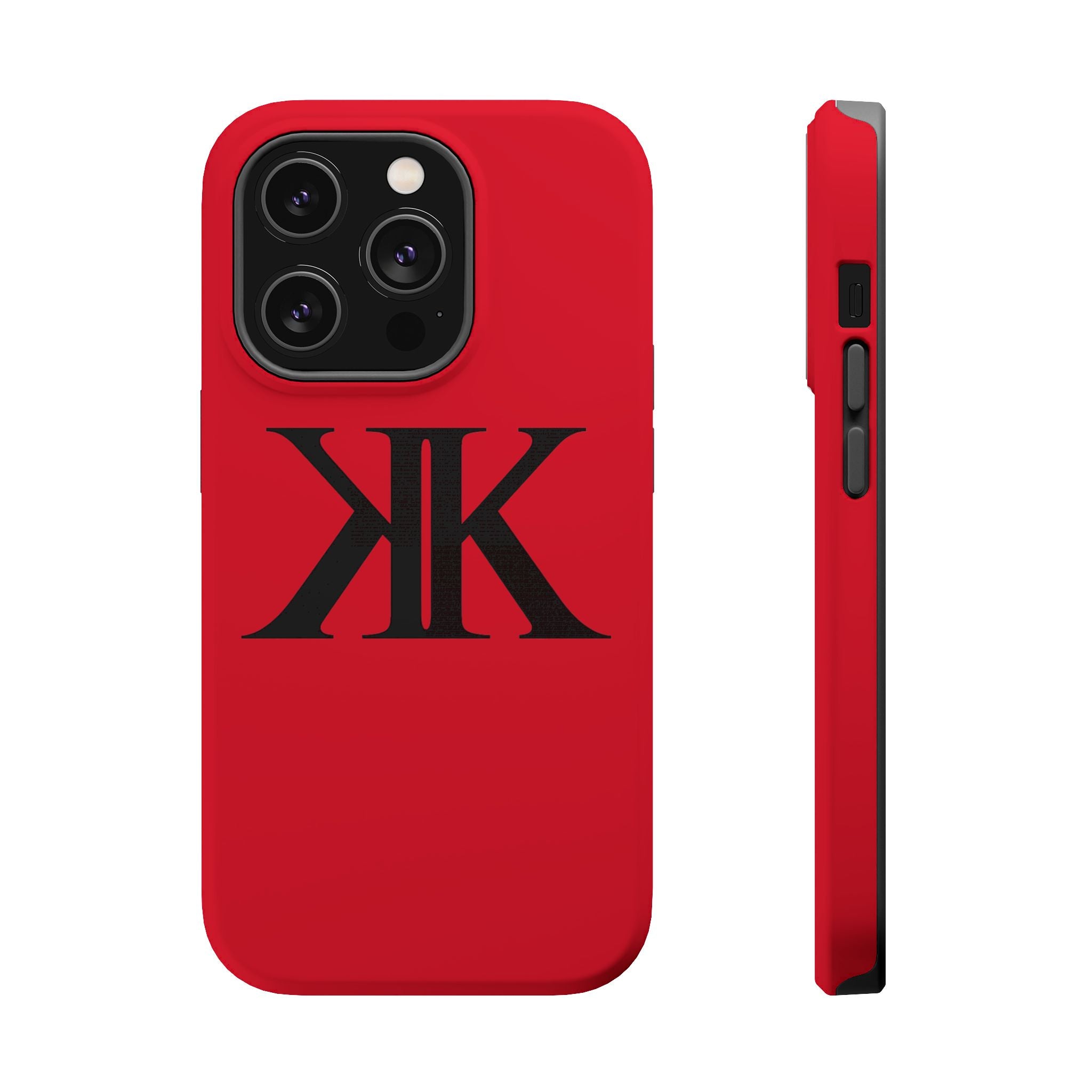 Magnetic Impact-Resistant RED Case with Bold KK Monogram