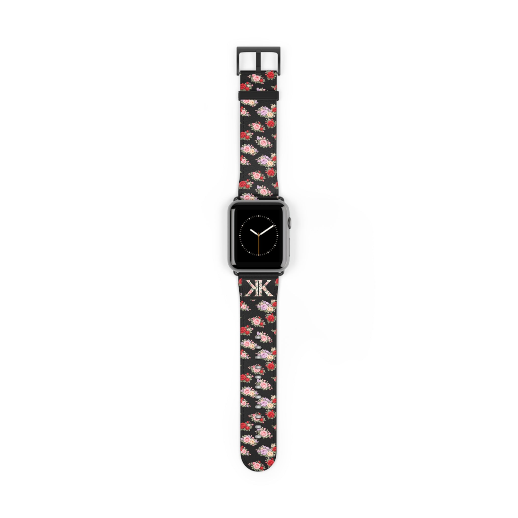 Anthos Collection BLACK Floral Vintage Watch Band — Apple Watch Strap