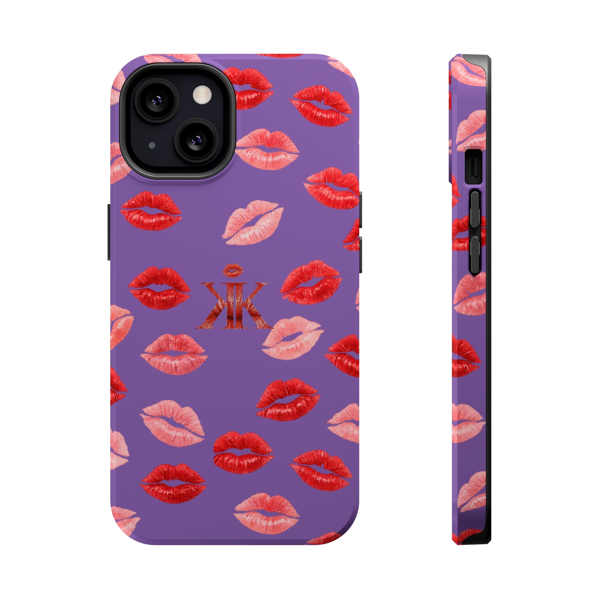 Psyche Collection Light Purple - Kiss Pattern Magnetic Impact Phone Case