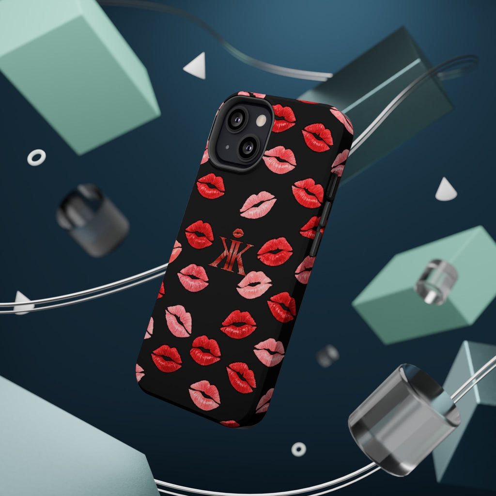 Psyche Collection BLACK - Kiss Pattern Magnetic Impact Phone Case