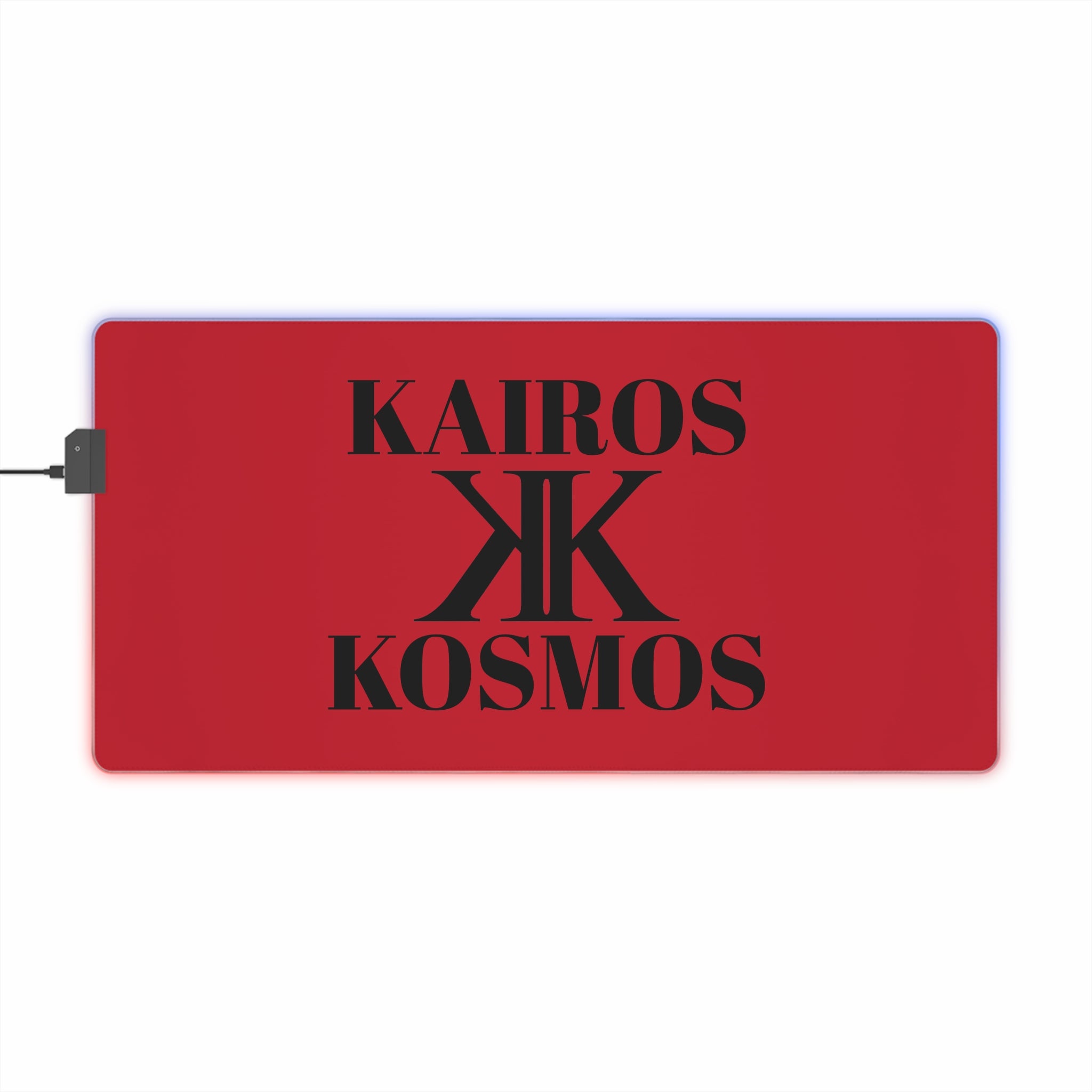 LED Gaming Mouse Pad RED — Kairos Kosmos Logo RGB Desk Mat