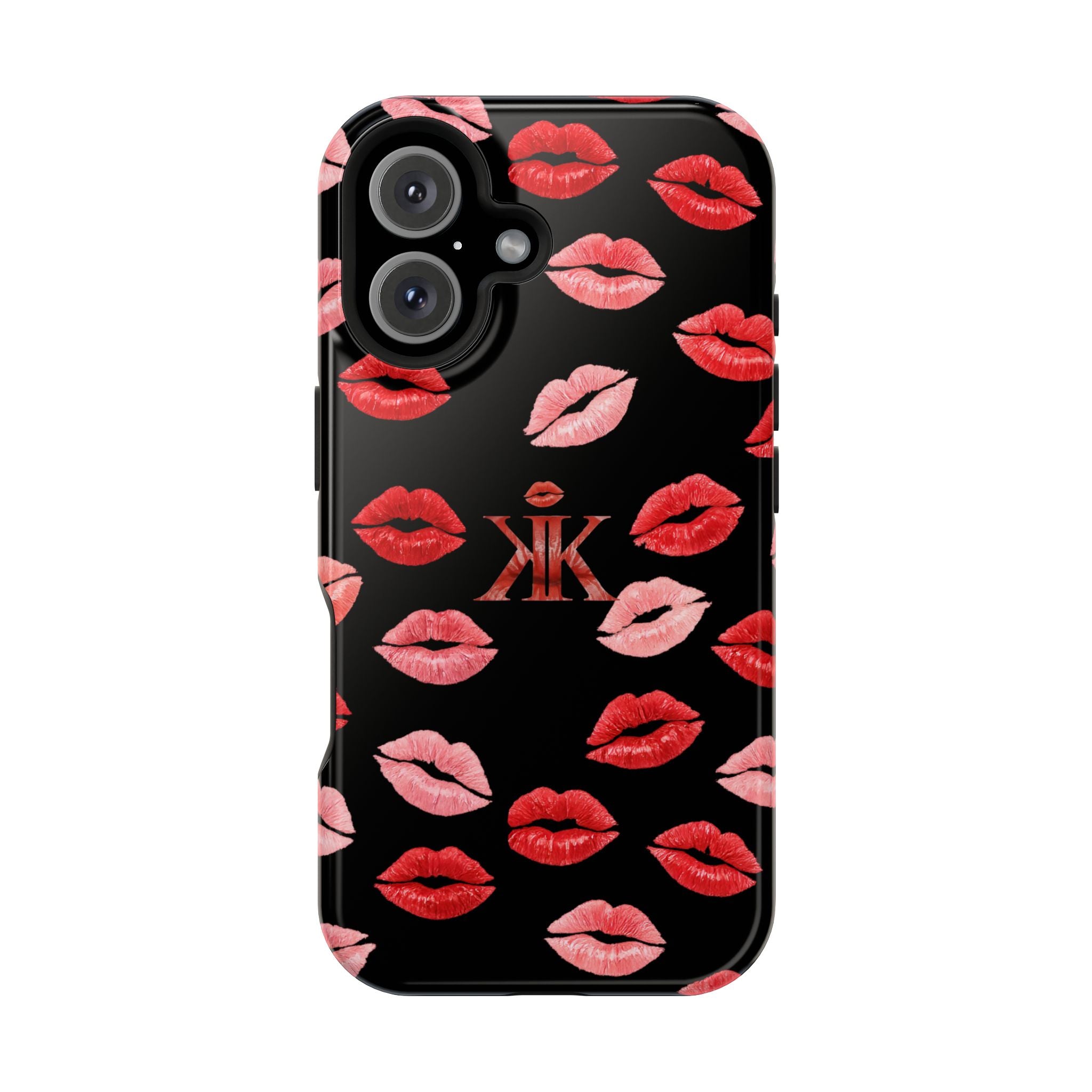 Psyche Collection BLACK - Kiss Pattern Magnetic Impact Phone Case