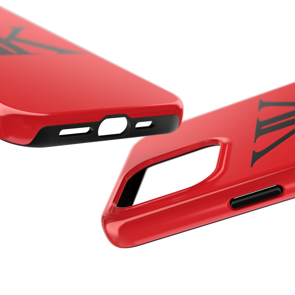Monogram 'KK' RED Tough Phone Case — Minimal Black Initials Protective Cover
