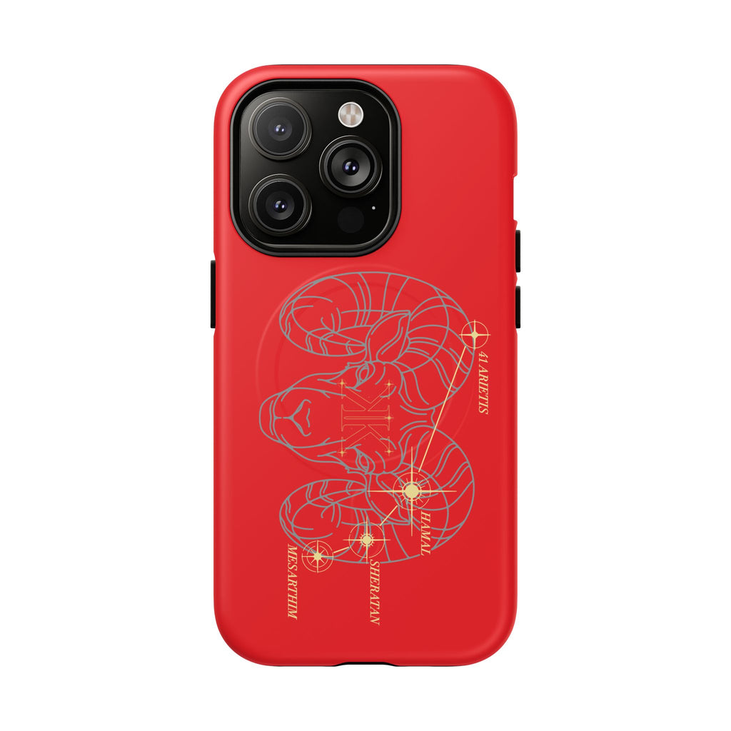 Aether Collection RED Aries Tough Magnetic Phone Case — Minimal Zodiac Design