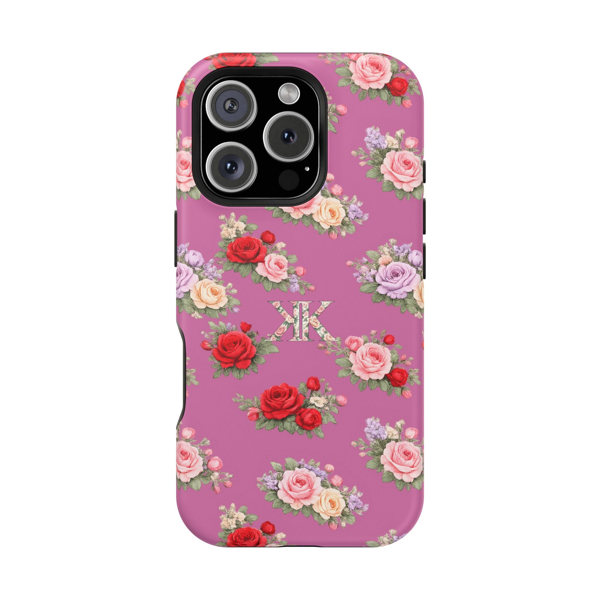 Anthos Collection Light Pink  Vintage Floral Rose Pattern Magnetic Impact-Resistant Phone Case