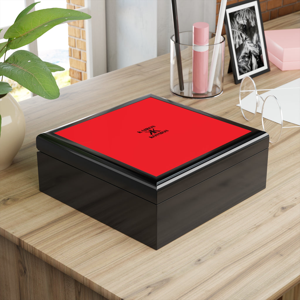 Jewelry Box RED with Minimalist 'KAIROS KOSMOS' Logo