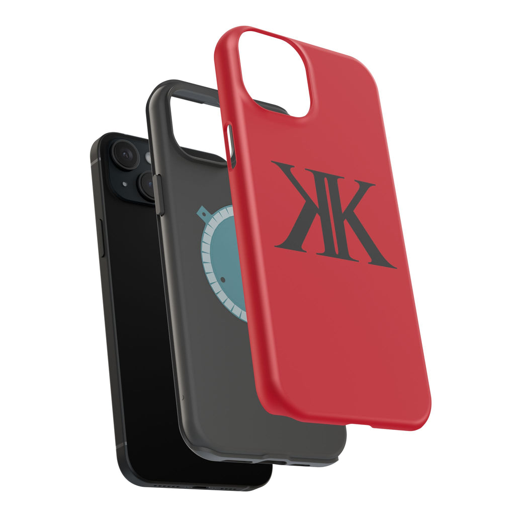Magnetic Impact-Resistant RED Case with Bold KK Monogram