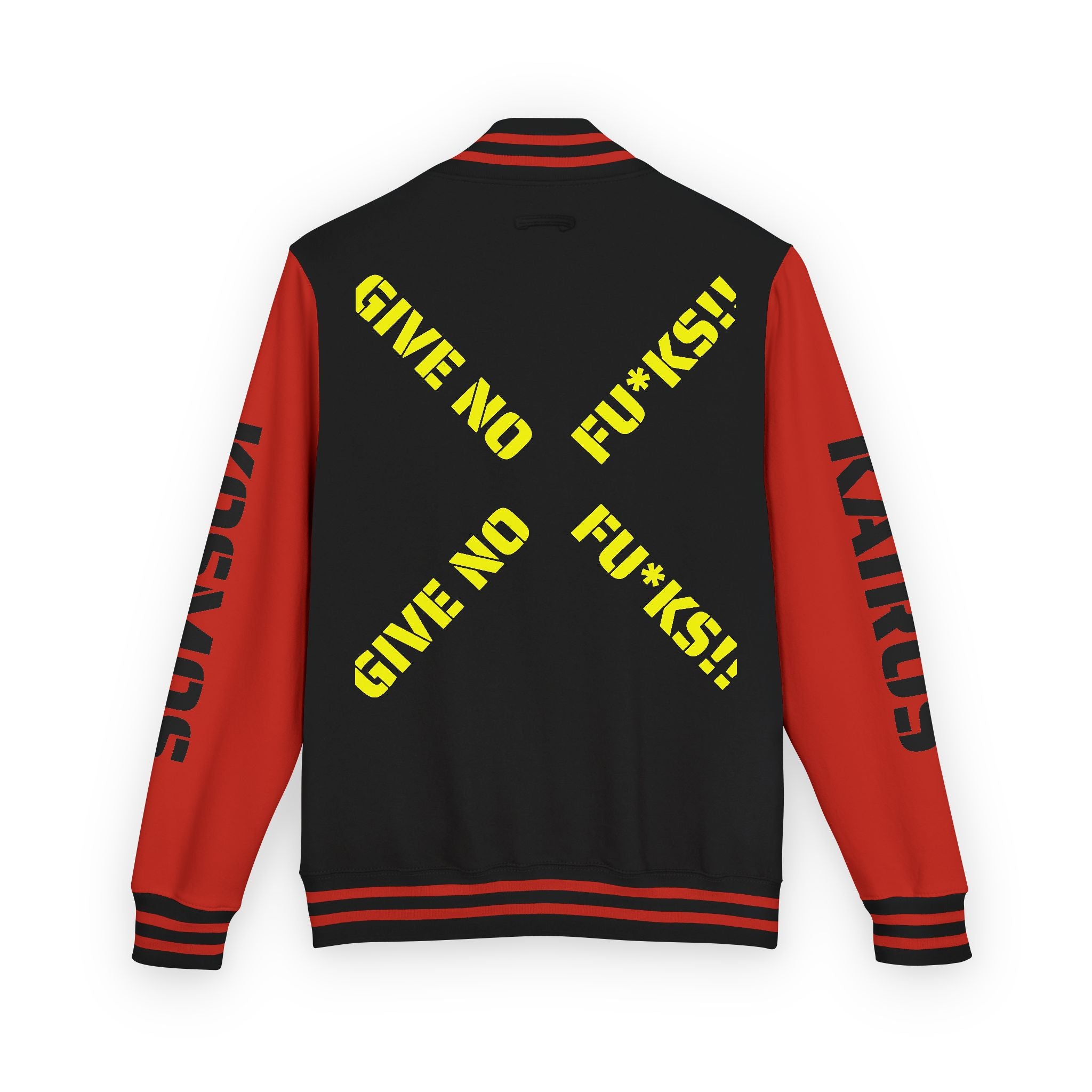 Letterman Jacket RED — "Give No Fu*ks" Bold Varsity Bomber