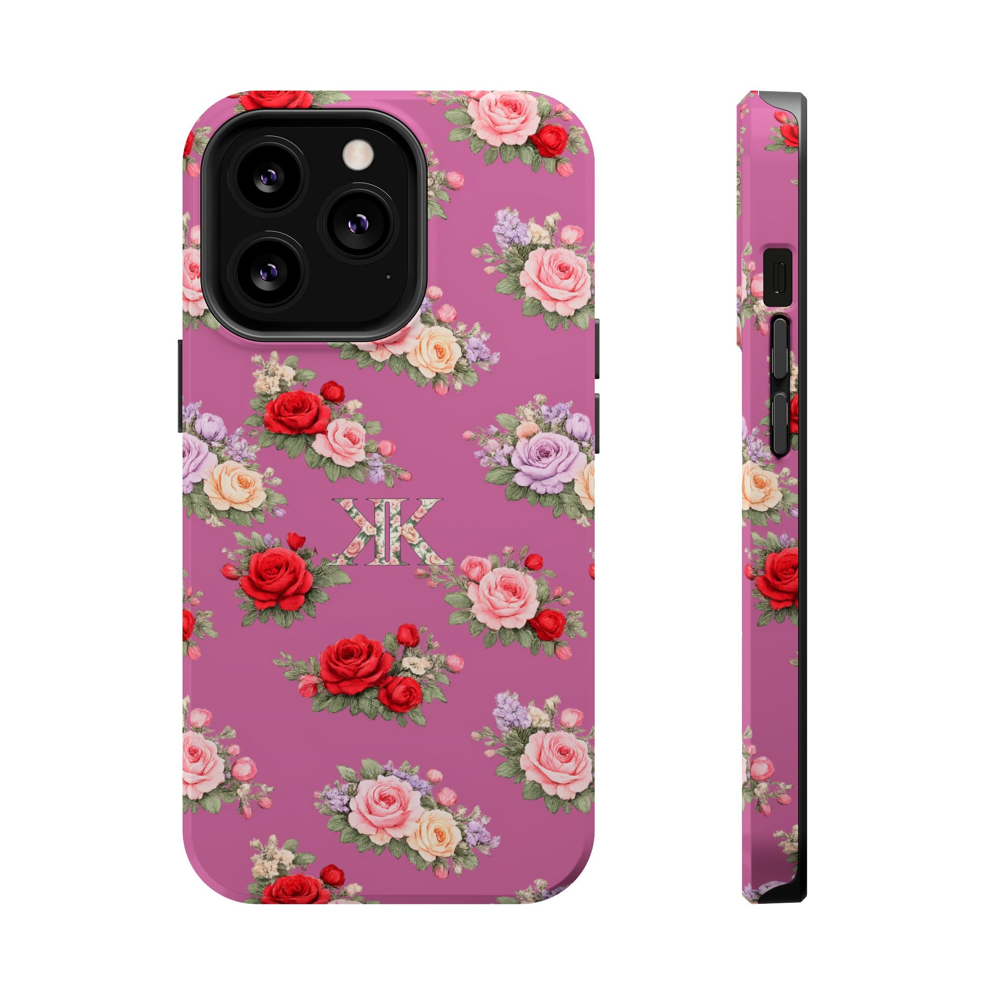 Anthos Collection Light Pink  Vintage Floral Rose Pattern Magnetic Impact-Resistant Phone Case