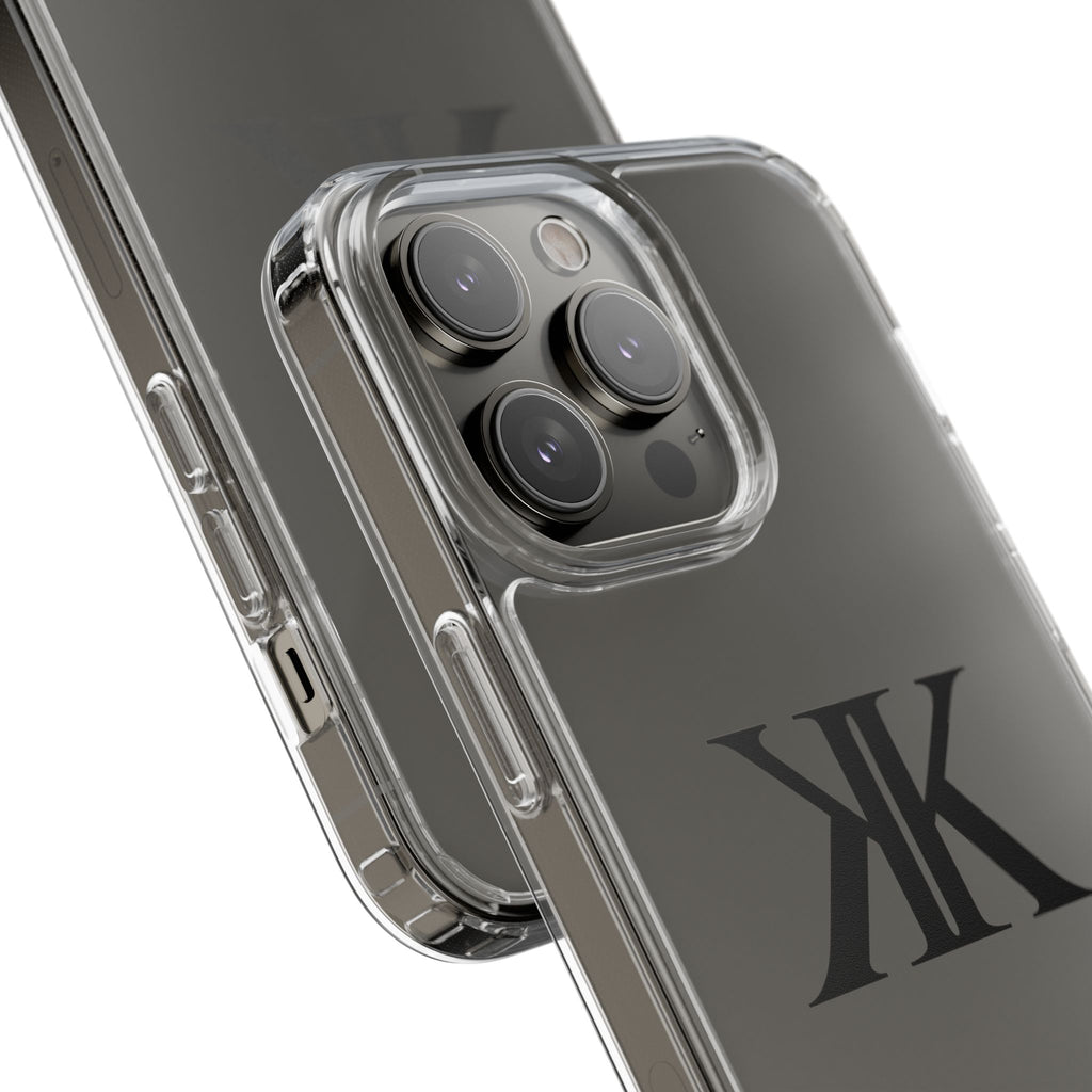 Kairos Kosmos Clear Phone Case — Minimal Black KK Monogram