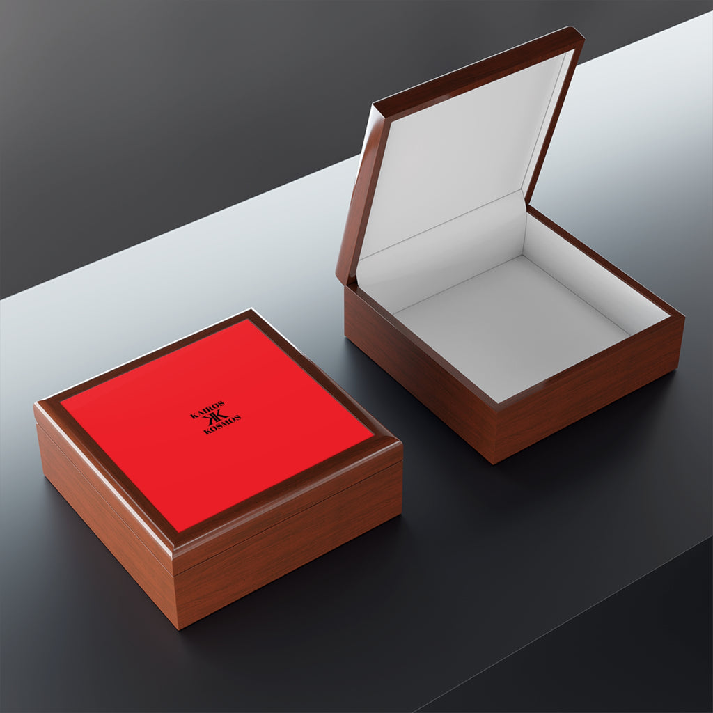 Jewelry Box RED with Minimalist 'KAIROS KOSMOS' Logo
