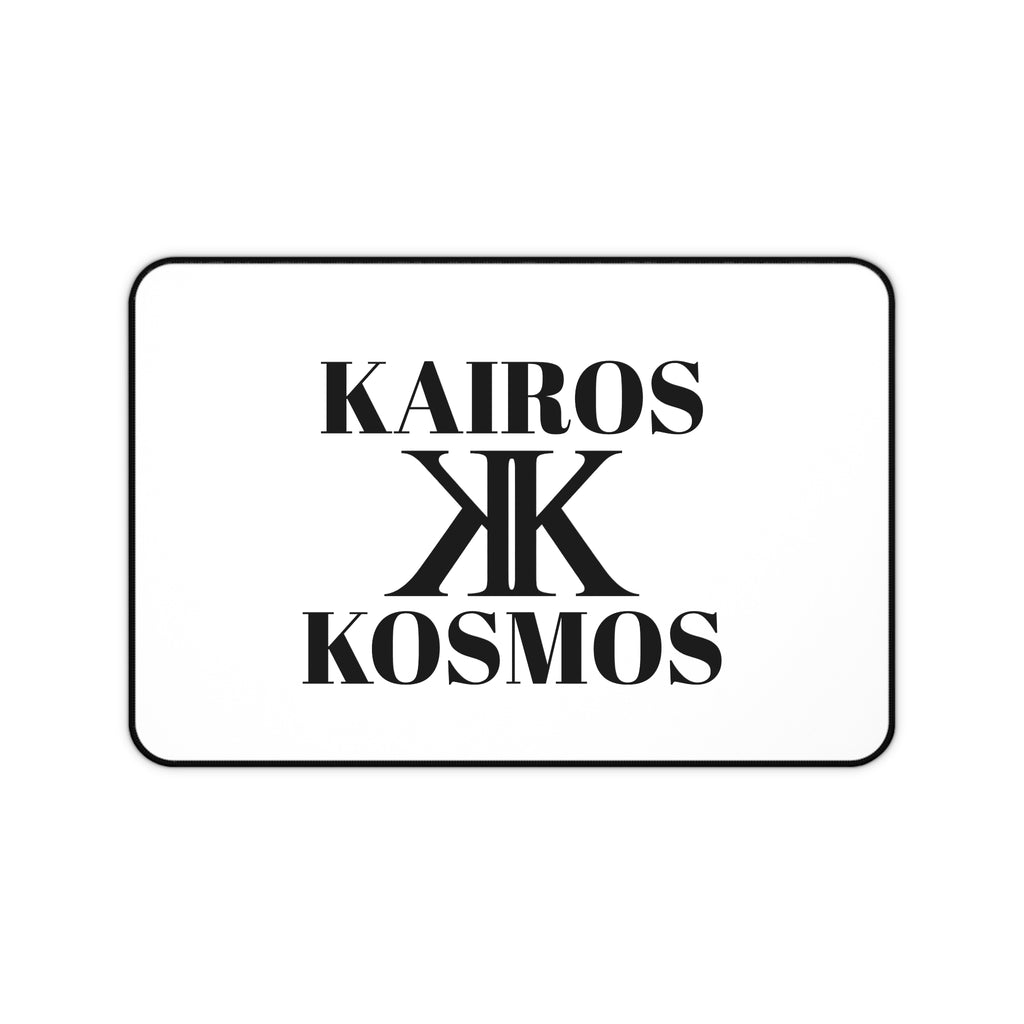 Desk Mat — Minimalist 'KAIROS KOSMOS' Black & White Logo Desk Mat