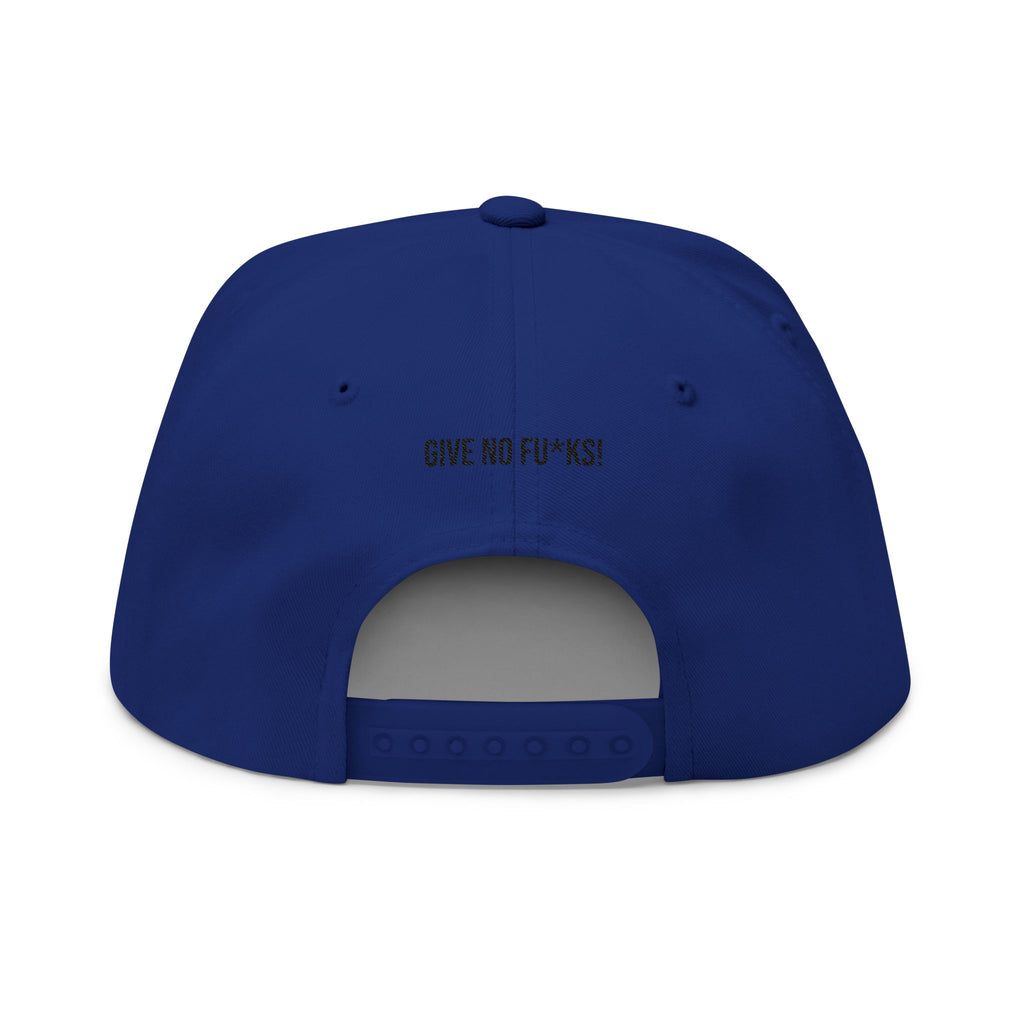 Kairos Kosmos Embroidered Flat Bill Cap — 'Give No Fu*ks' Snapback Hat