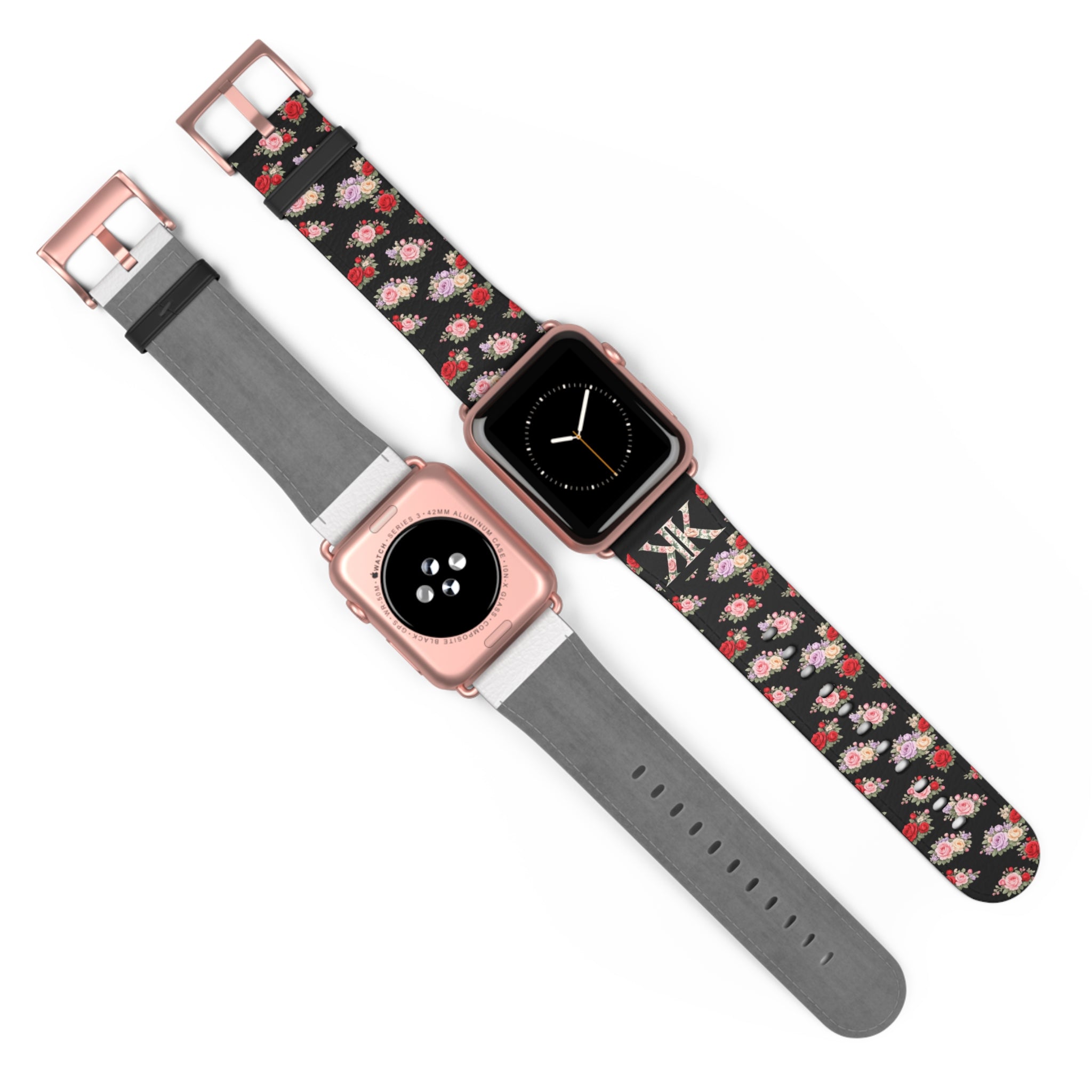 Anthos Collection BLACK Floral Vintage Watch Band — Apple Watch Strap
