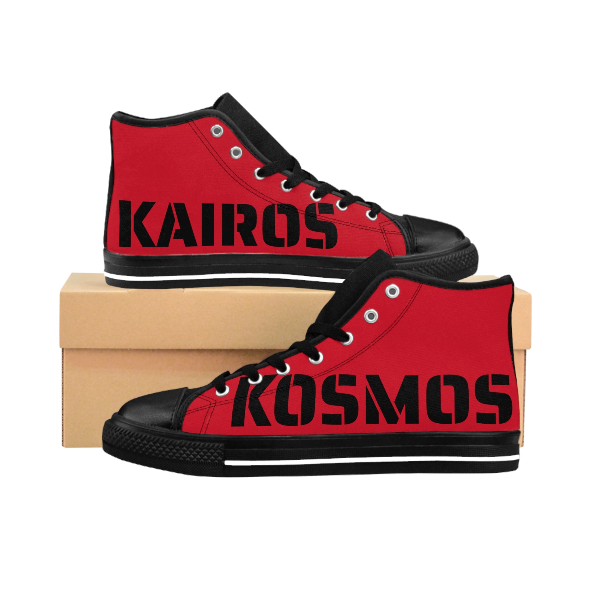 Kairos Kosmos RED High-Top Sneakers — Bold Streetwear Canvas Shoes