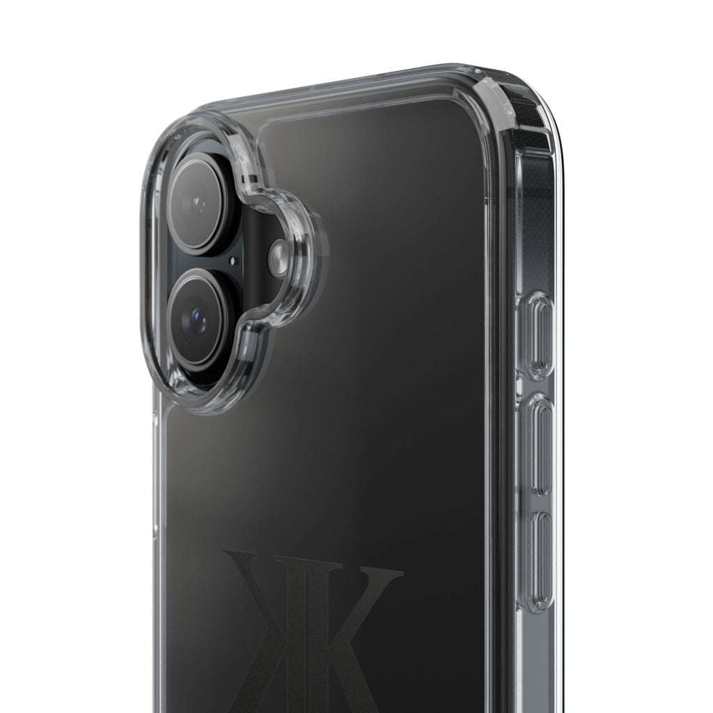 Kairos Kosmos Clear Phone Case — Minimal Black KK Monogram