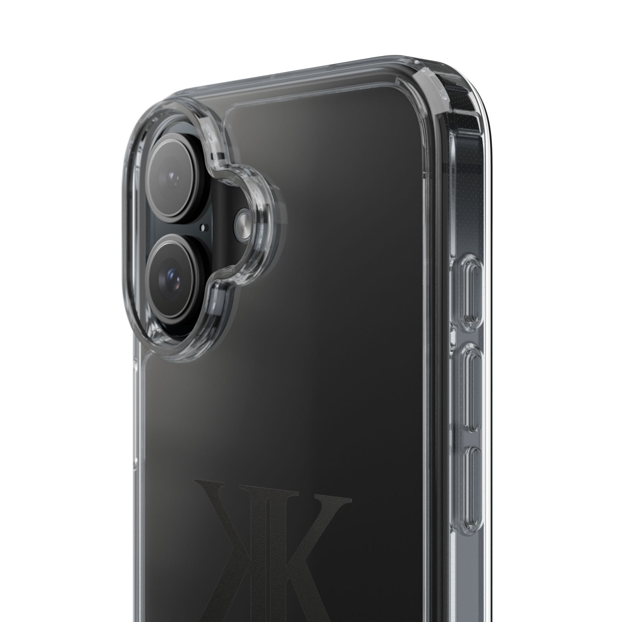 Kairos Kosmos Clear Phone Case — Minimal Black KK Monogram