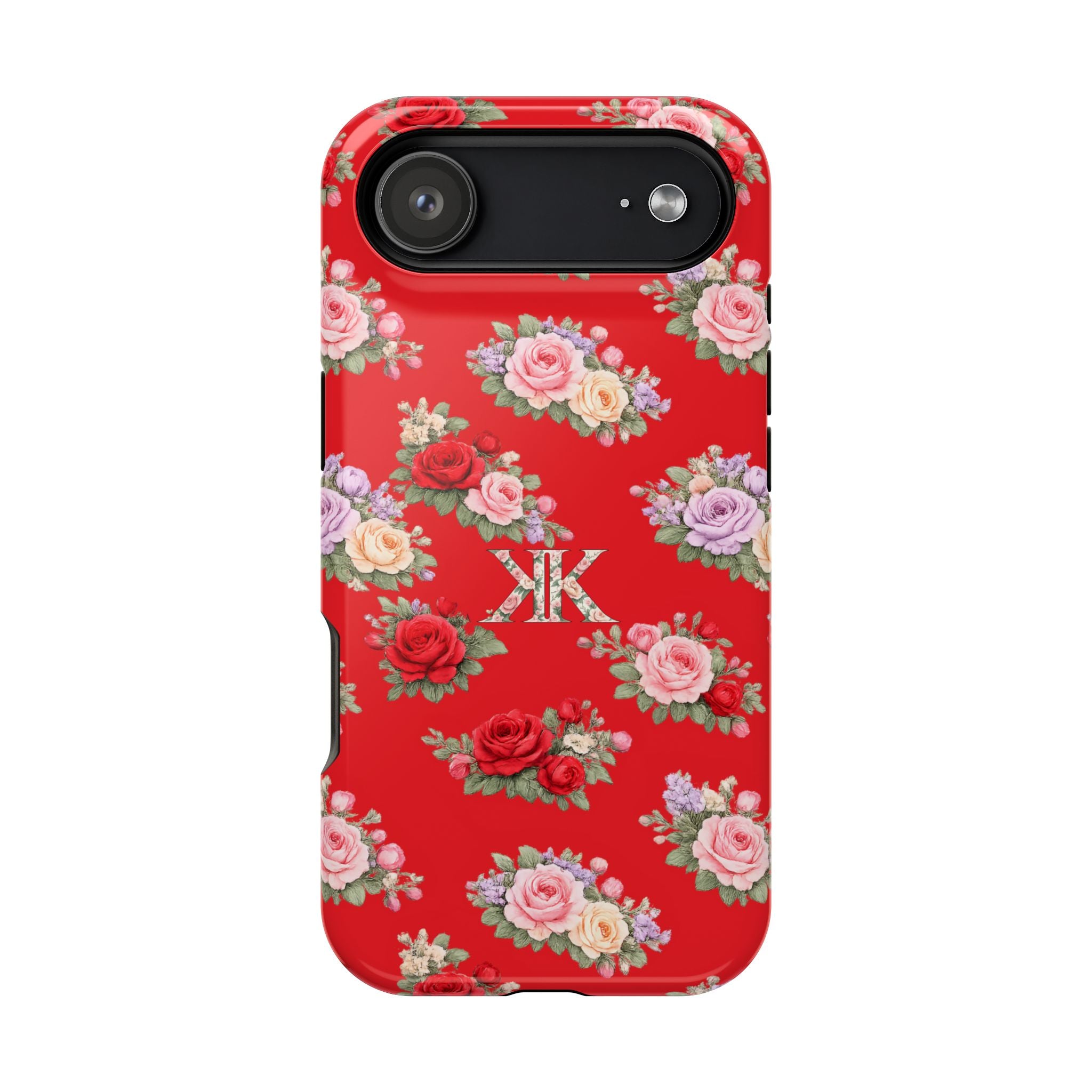 Anthos Collection RED Vintage Floral Rose Pattern Magnetic Impact-Resistant Phone Case