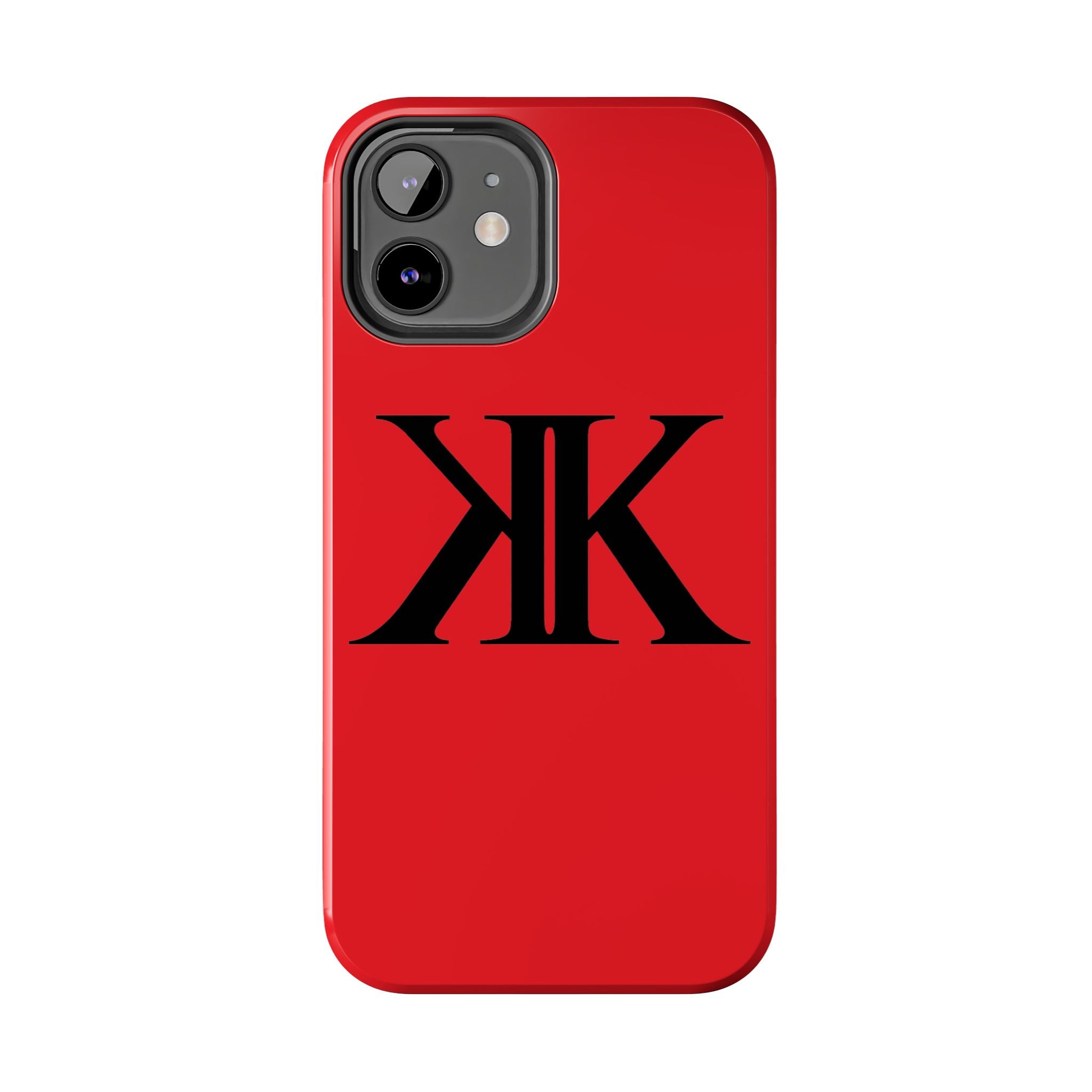 Monogram 'KK' RED Tough Phone Case — Minimal Black Initials Protective Cover
