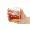 Kairos Kosmos Engraved 10.5oz Whiskey Glass — Minimal Monogram Vertical Design
