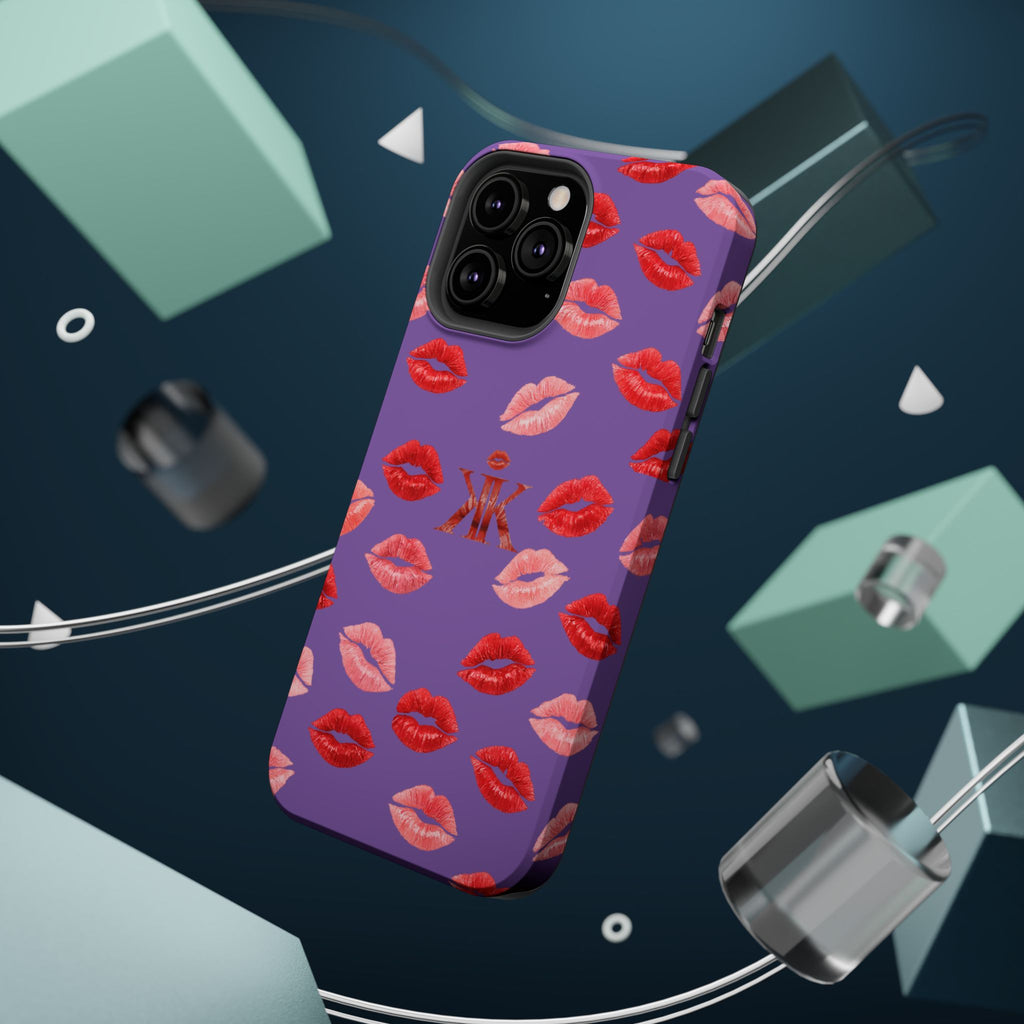 Psyche Collection Light Purple - Kiss Pattern Magnetic Impact Phone Case