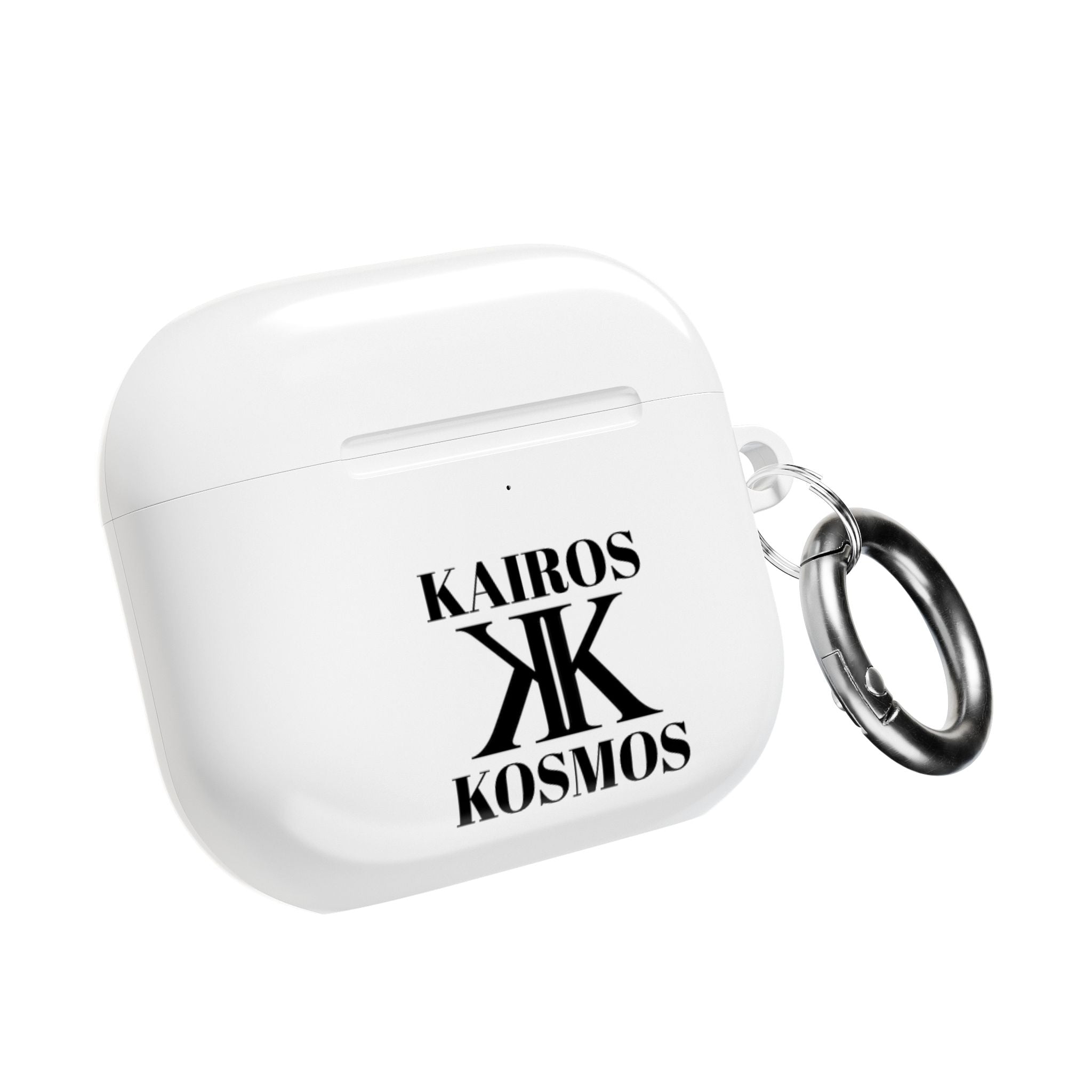 Kairos Kosmos AirPod Case — Minimalist Black Typography ‘Kairos Kosmos’ & “Give No Fu*ks!” Protective Cover