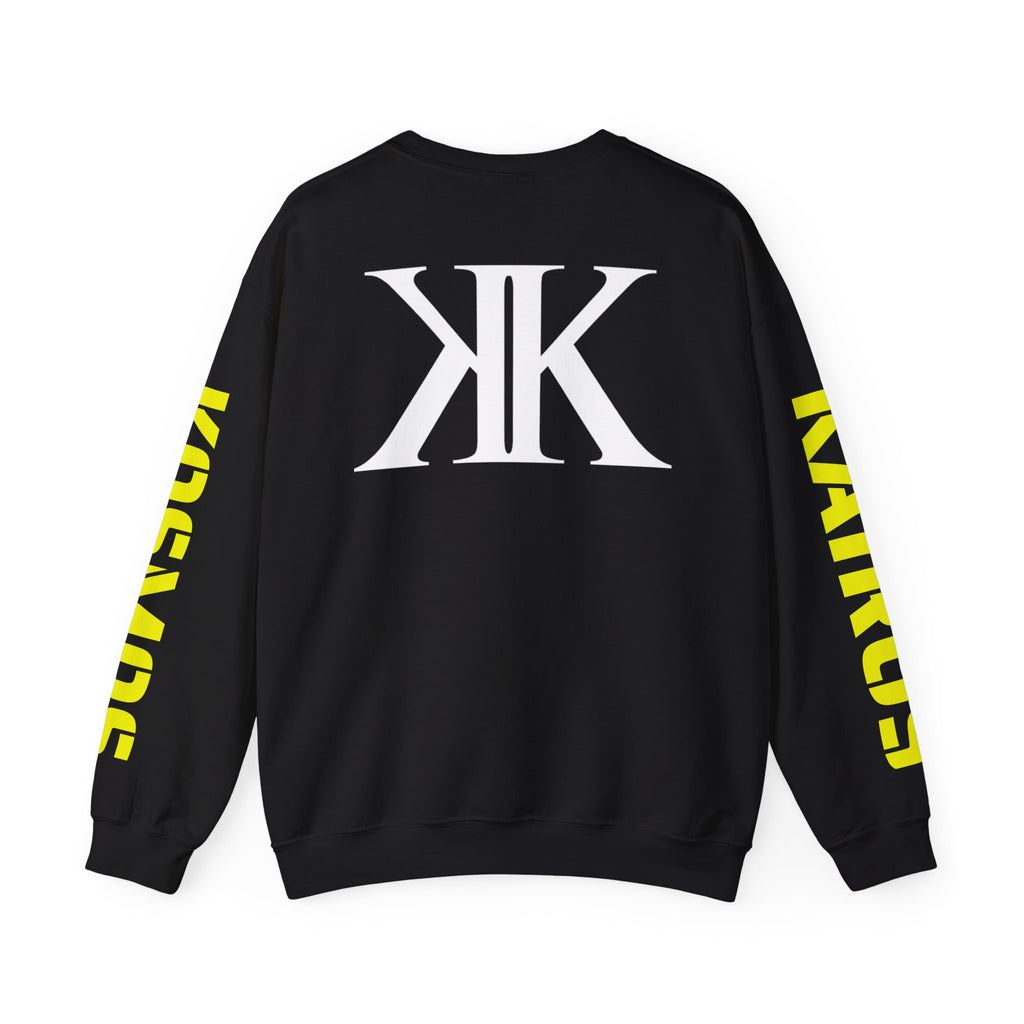 KAIROS KOSMOS Logo BLACK Crewneck Sweatshirt — Bold Sleeve Text Streetwear