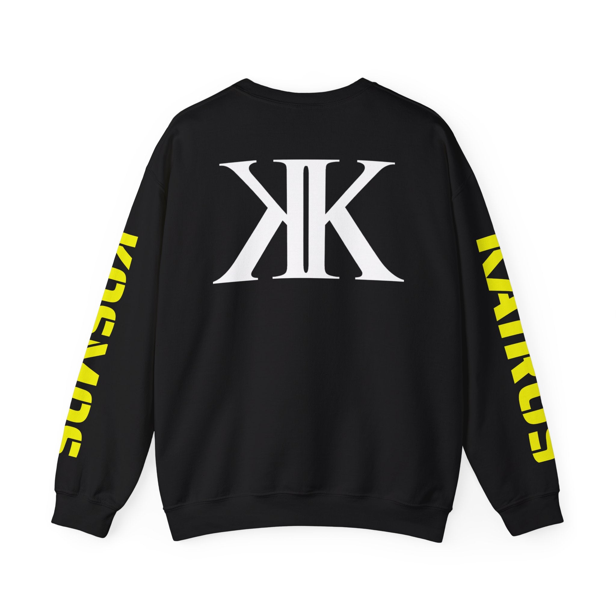 KAIROS KOSMOS Logo BLACK Crewneck Sweatshirt — Bold Sleeve Text Streetwear