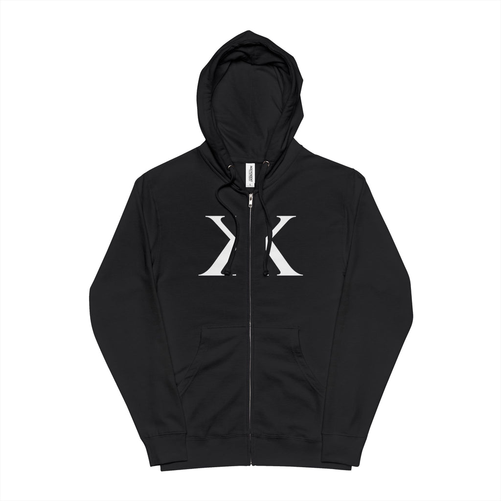 K K Monogram Zip-Up Hoodie — Minimalist Logo Fleece Jacket