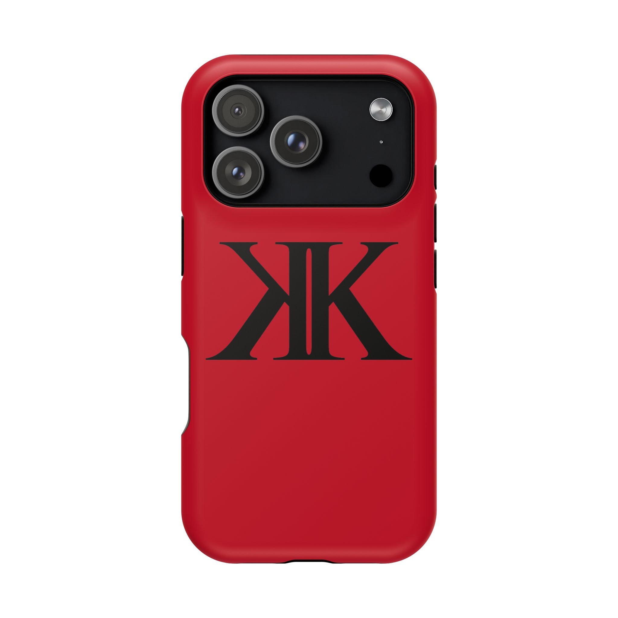 Magnetic Impact-Resistant RED Case with Bold KK Monogram