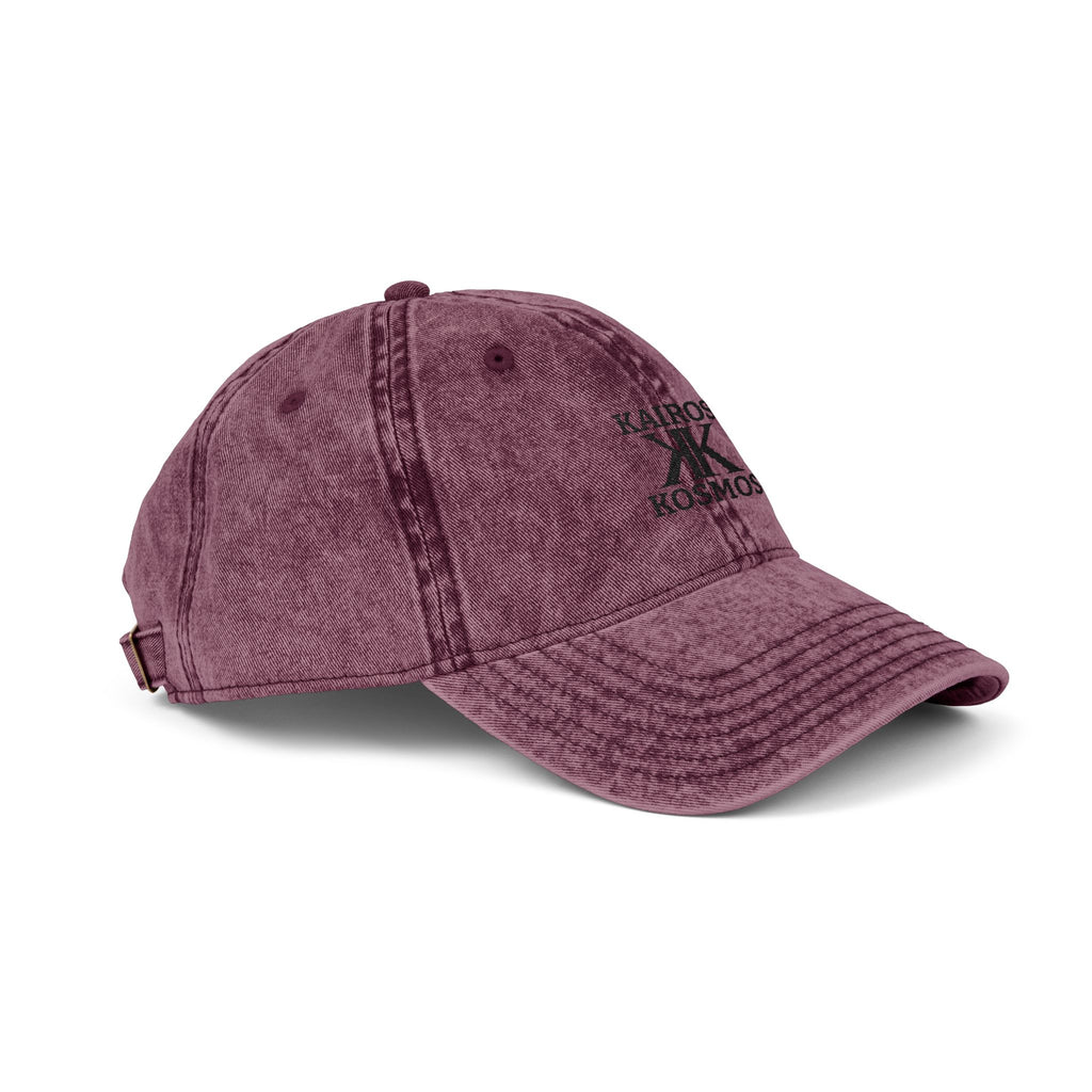 Vintage Embroidered Cap — Kairos Kosmos Logo Distressed Baseball Hat