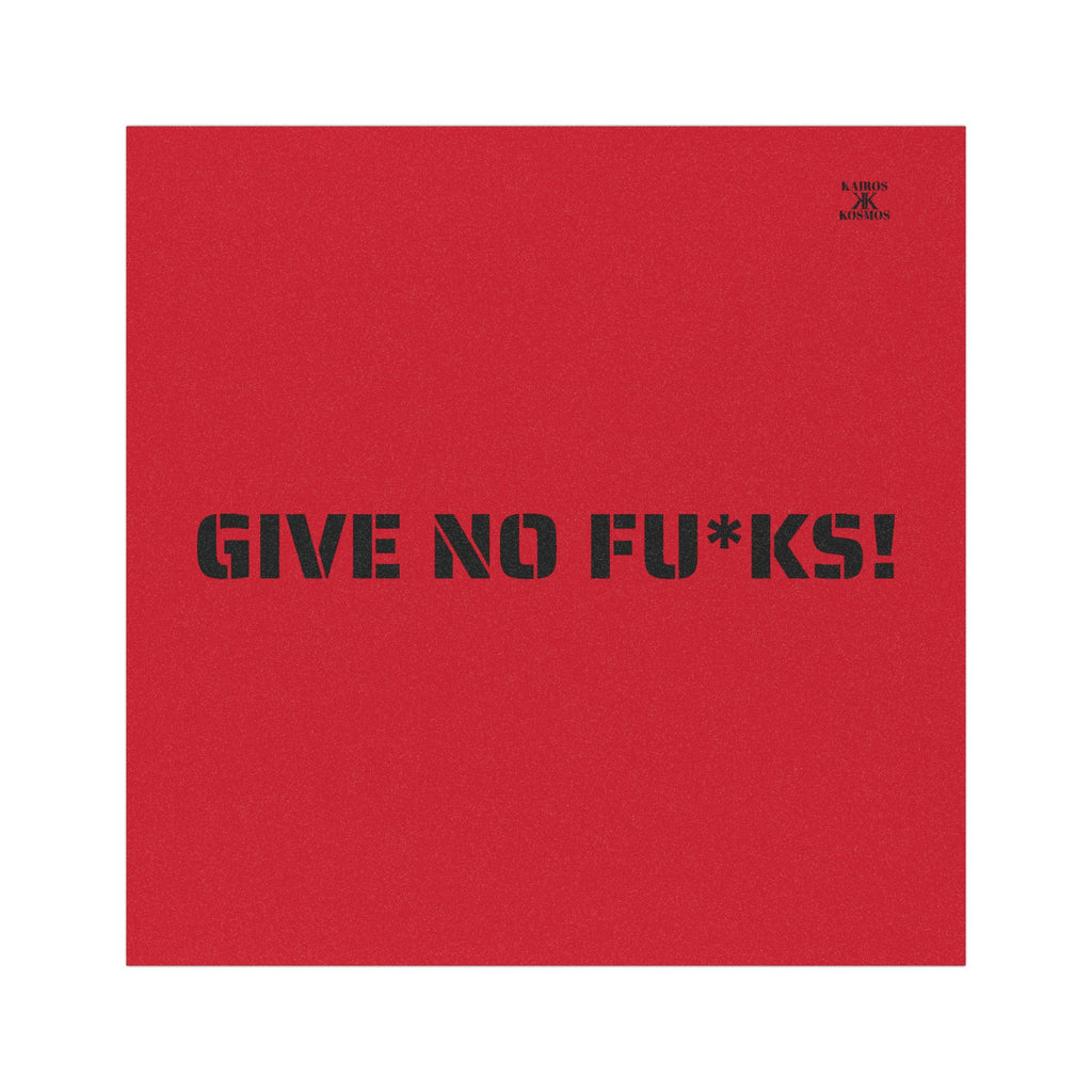 Kairos Kosmos Car Magnet RED — "GIVE NO FU*KS!" Bold Black Vinyl Décor