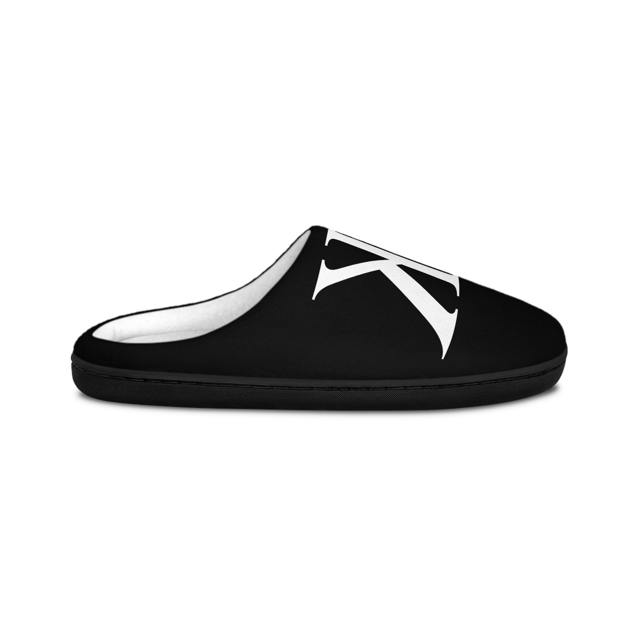 Men's BLACK Monogram Indoor Slippers — Comfort House Shoes with White 'KK' Logo