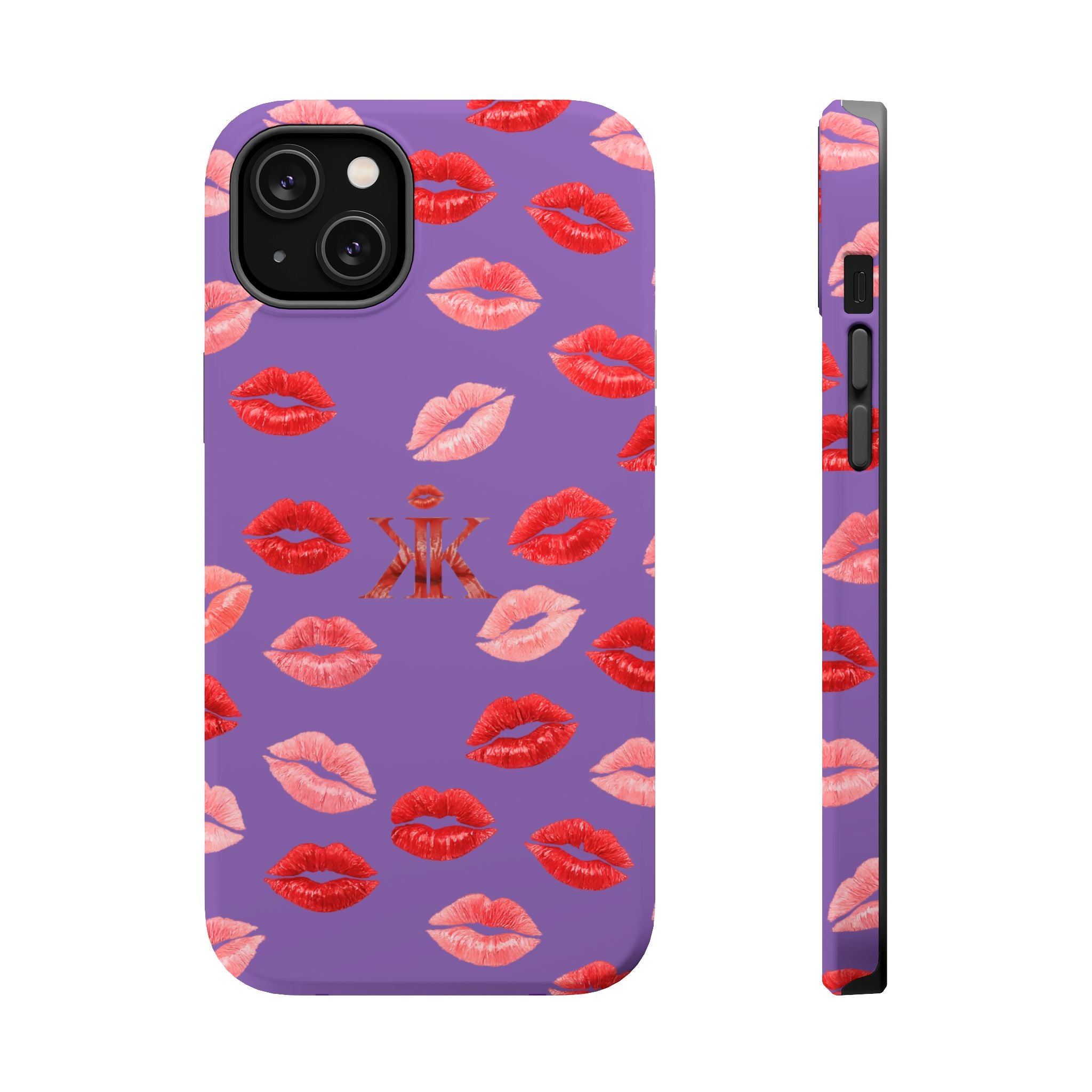 Psyche Collection Light Purple - Kiss Pattern Magnetic Impact Phone Case