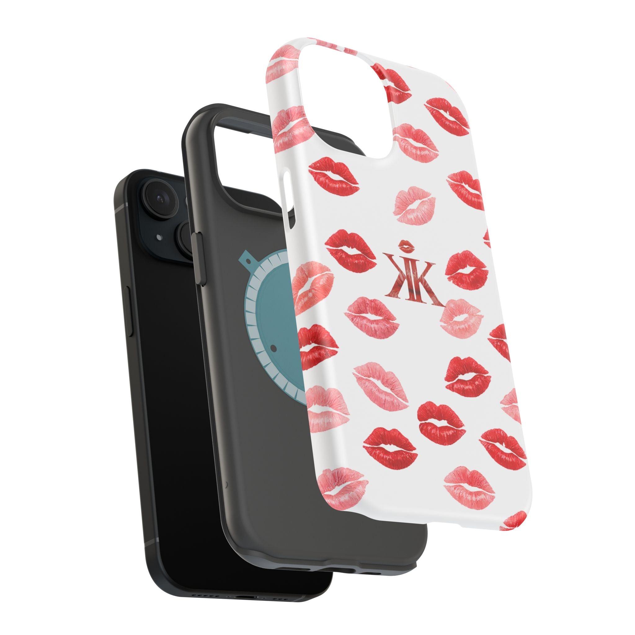 Psyche Collection White - Kiss Pattern Magnetic Impact Phone Case