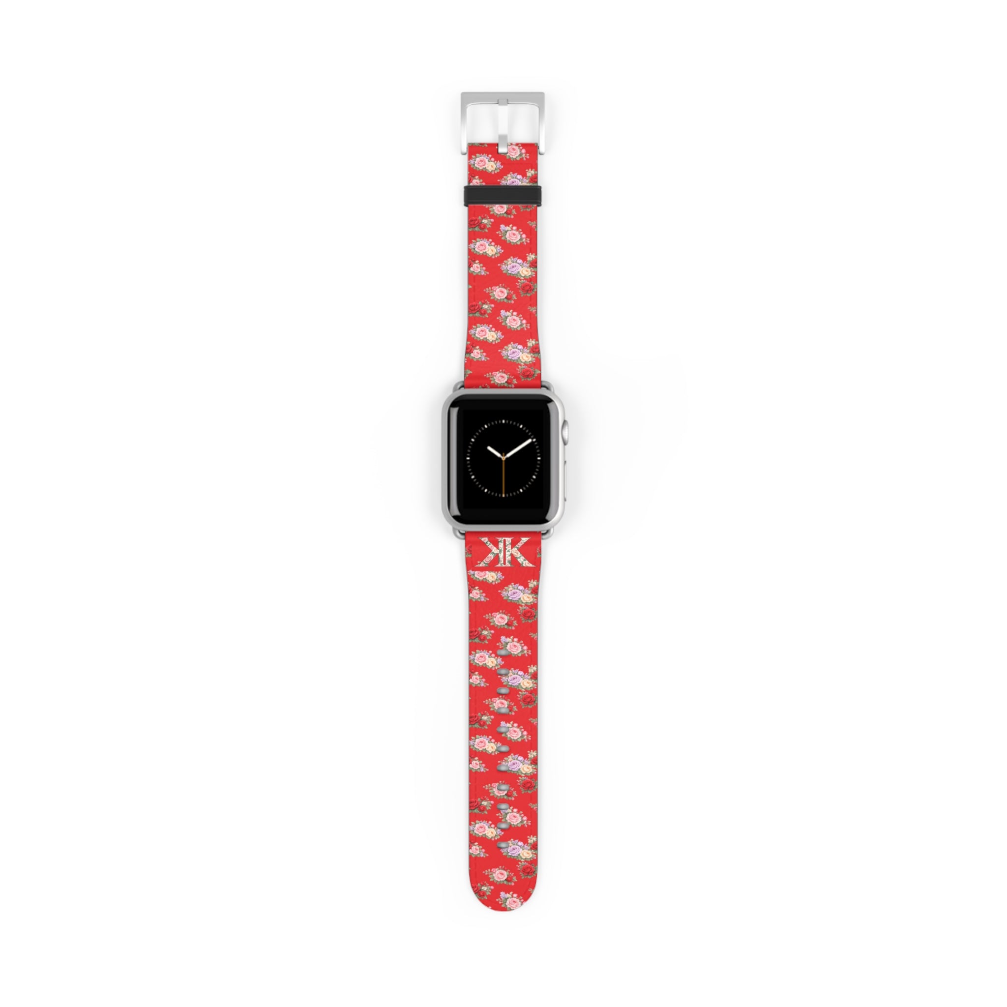 Anthos Collection RED Floral Vintage Watch Band — Apple Watch Strap