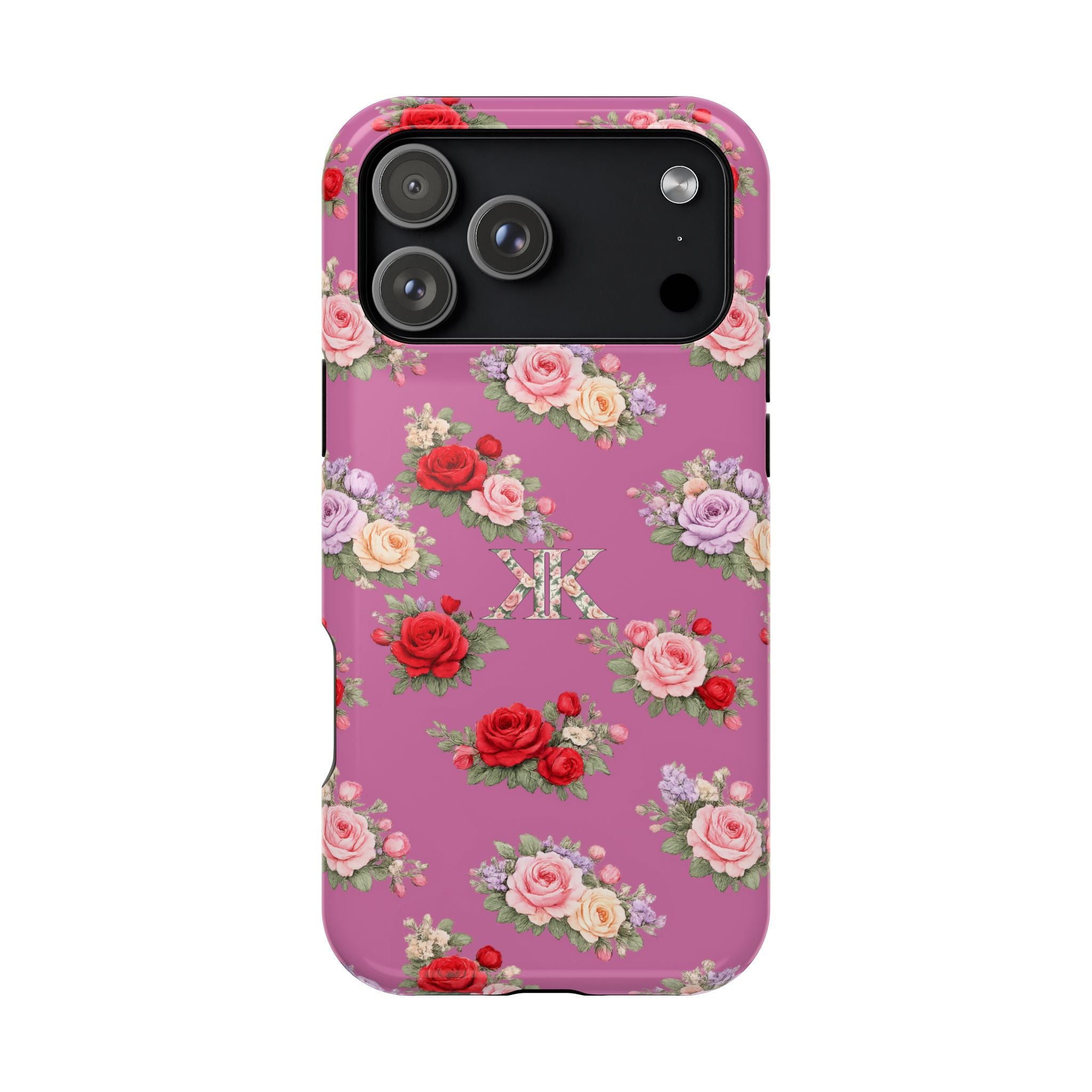 Anthos Collection Light Pink  Vintage Floral Rose Pattern Magnetic Impact-Resistant Phone Case