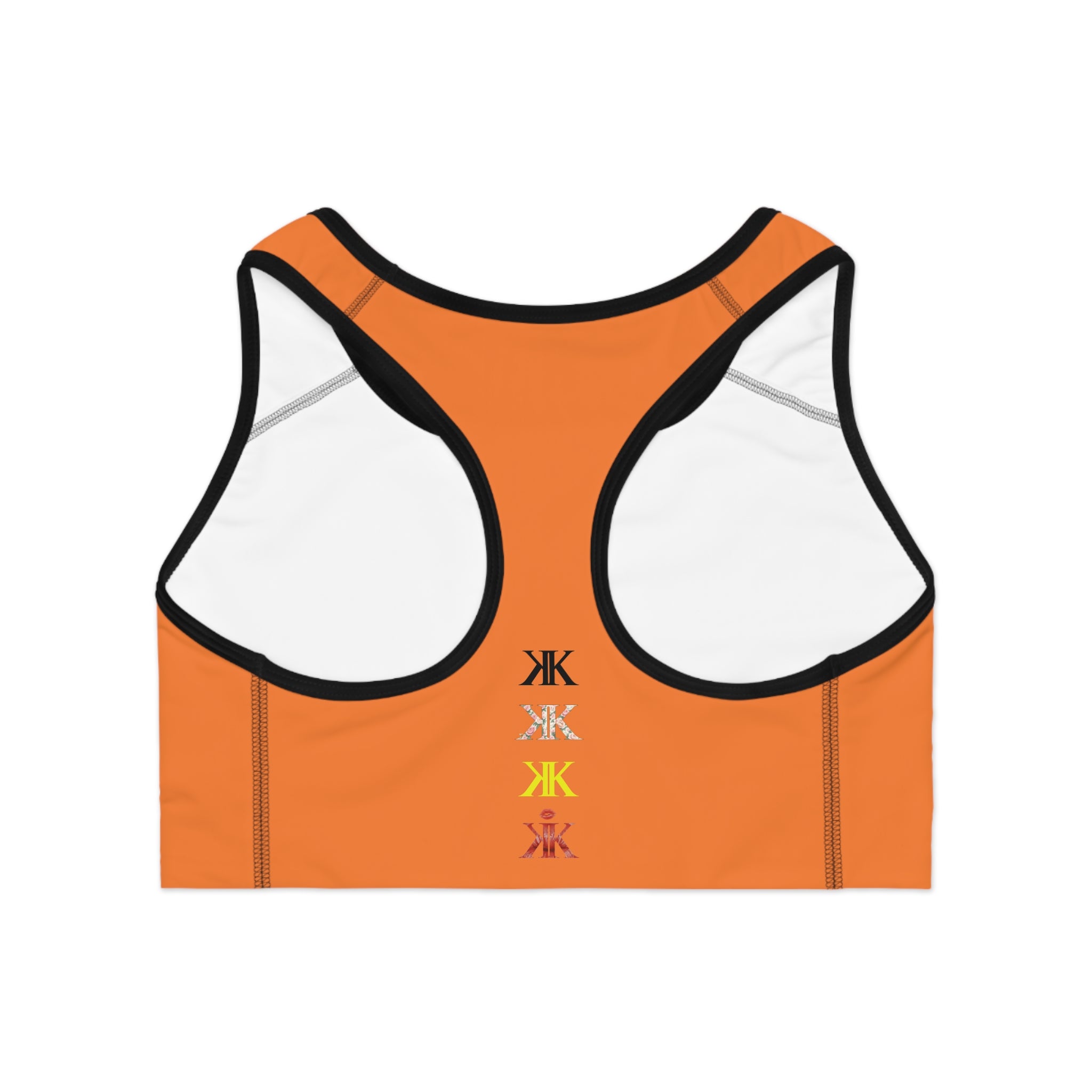 Sigil Collection Crusta Minimalist Stacked Logo Sports Bra — Colorful Monogram Activewear