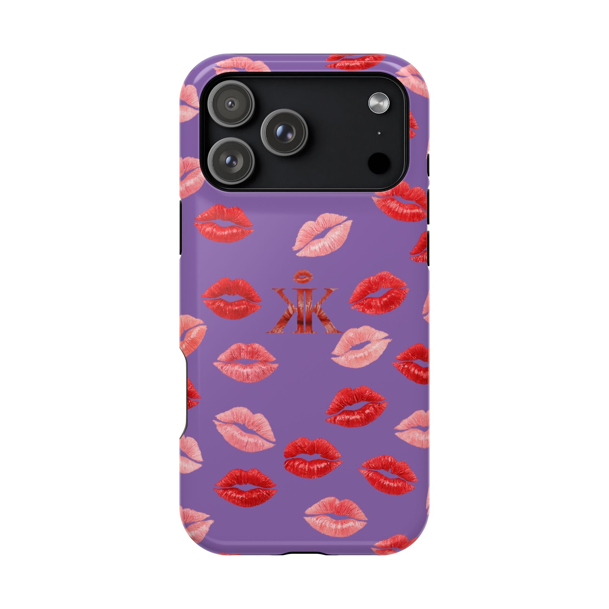 Psyche Collection Light Purple - Kiss Pattern Magnetic Impact Phone Case