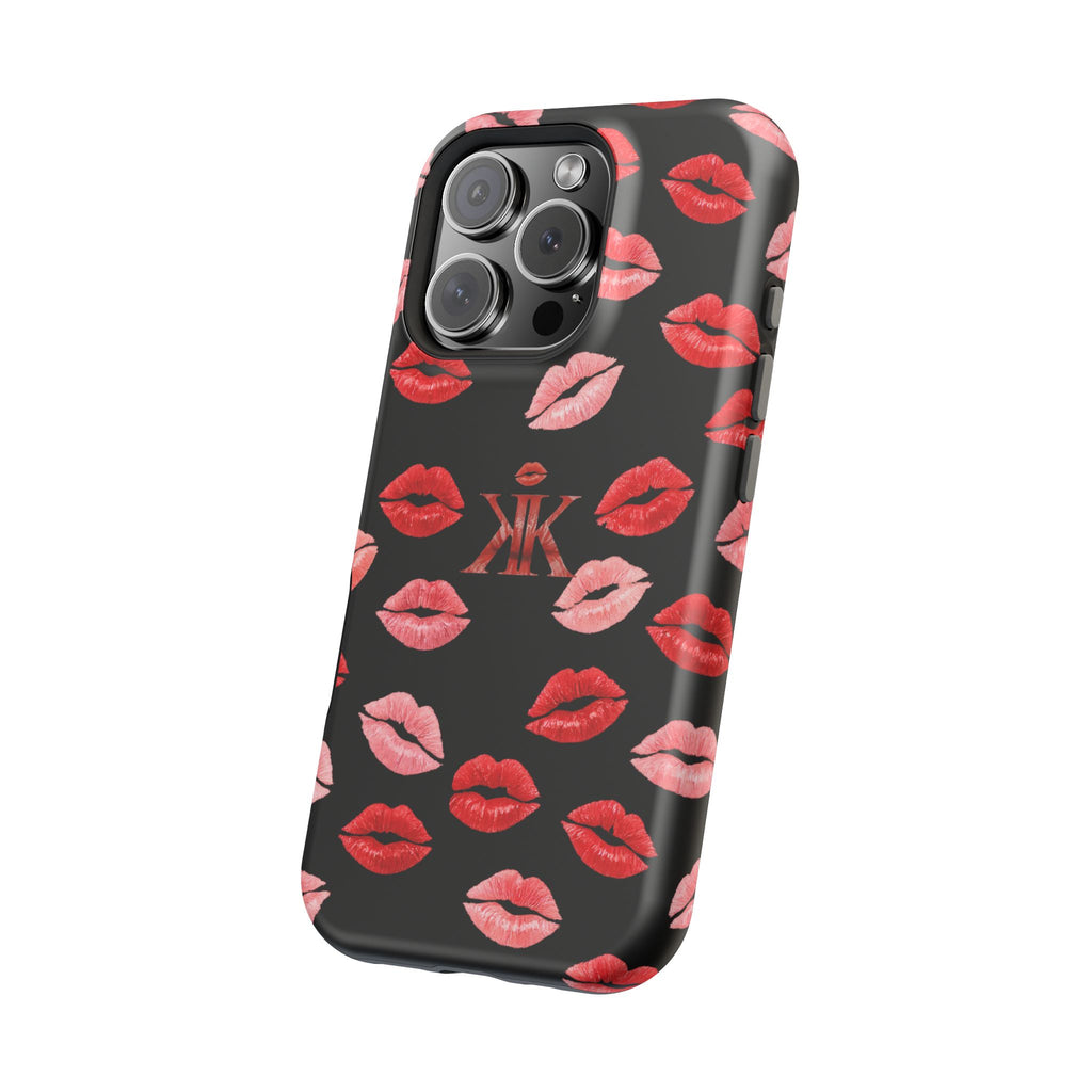 Psyche Collection BLACK - Kiss Pattern Magnetic Impact Phone Case