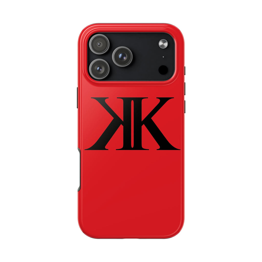 Monogram 'KK' RED Tough Phone Case — Minimal Black Initials Protective Cover