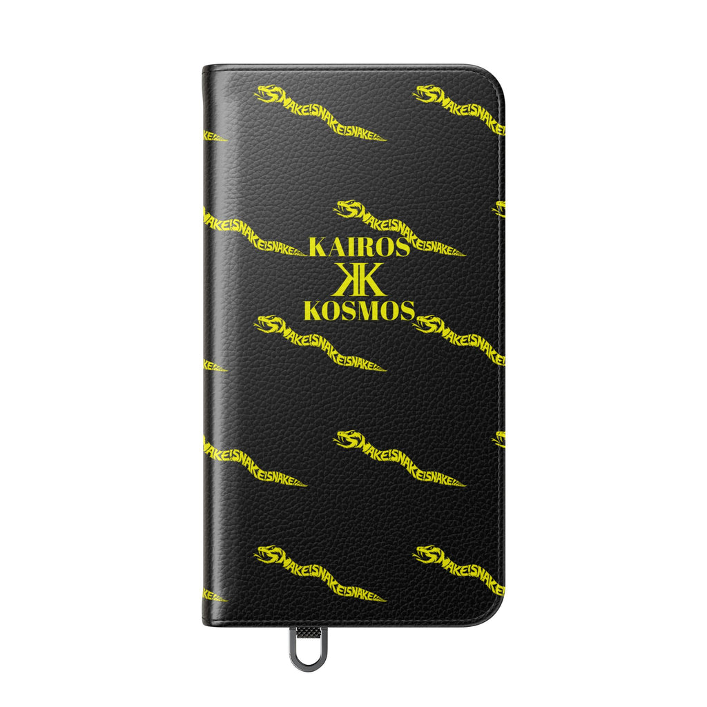 Aspis Collection Flip Case Phone Wallet — Black & Gold Kairos Kosmos Pattern