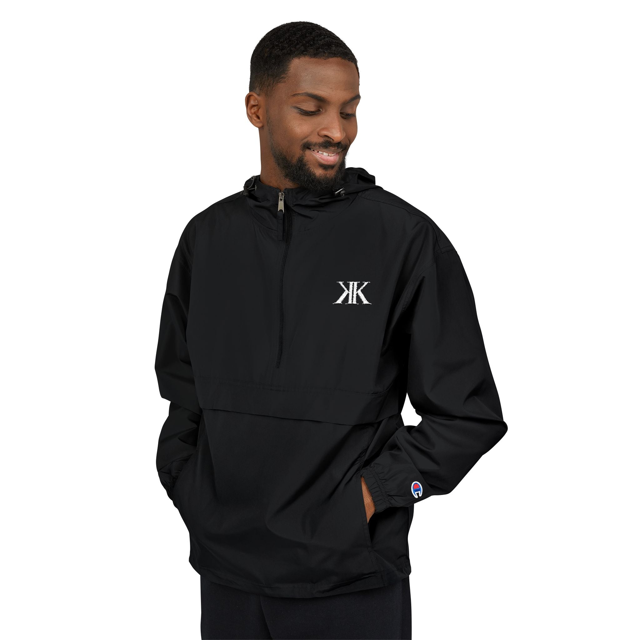 Champion® Packable Anorak Jacket BLACK — Lightweight Hooded Windbreaker for Travel & Outdoor