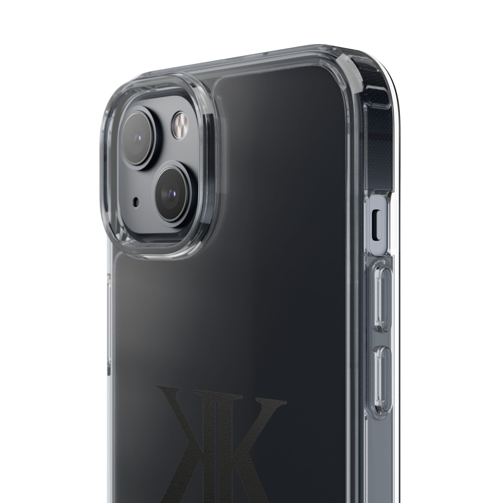 Kairos Kosmos Clear Phone Case — Minimal Black KK Monogram