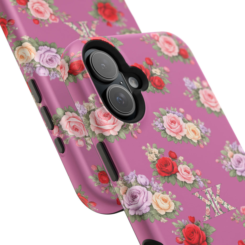Anthos Collection Light Pink  Vintage Floral Rose Pattern Magnetic Impact-Resistant Phone Case