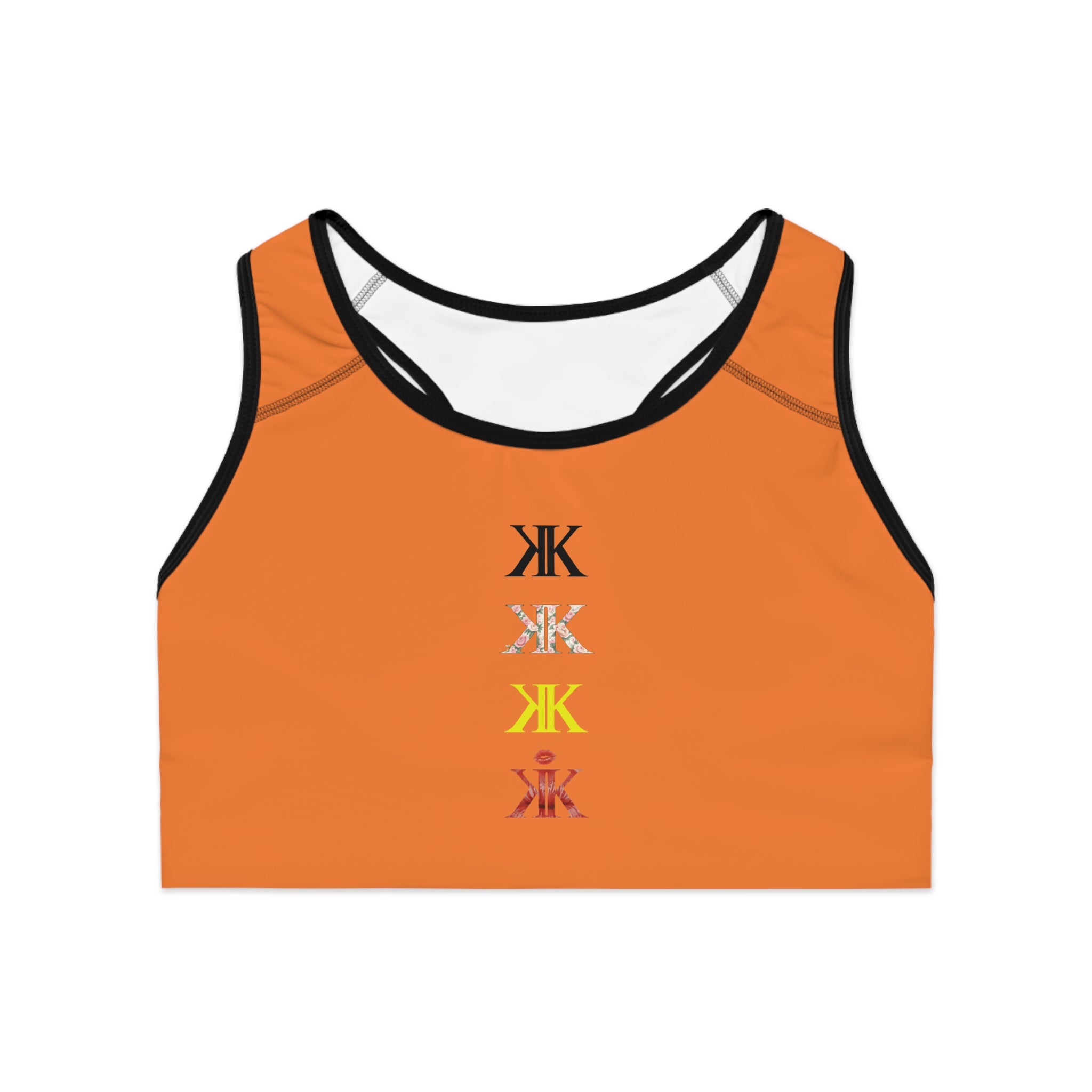 Sigil Collection Crusta Minimalist Stacked Logo Sports Bra — Colorful Monogram Activewear