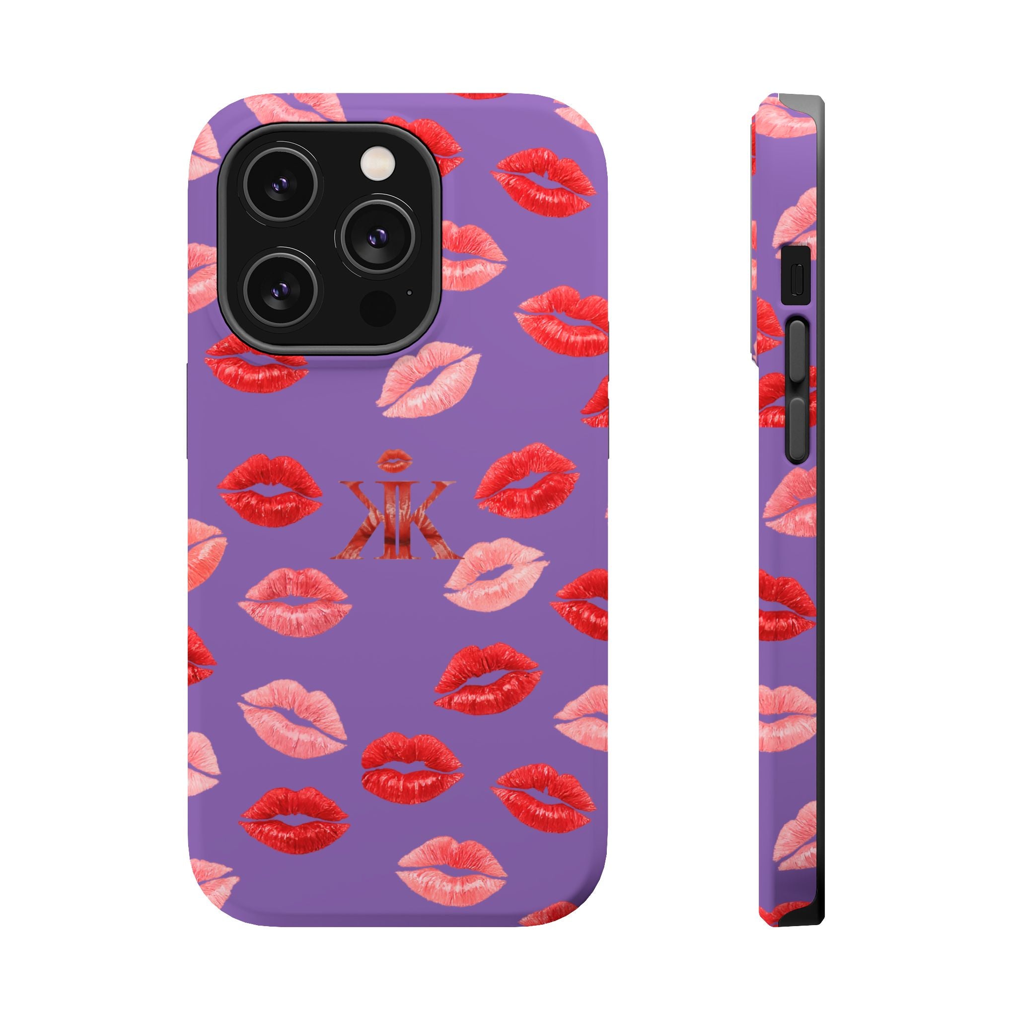Psyche Collection Light Purple - Kiss Pattern Magnetic Impact Phone Case
