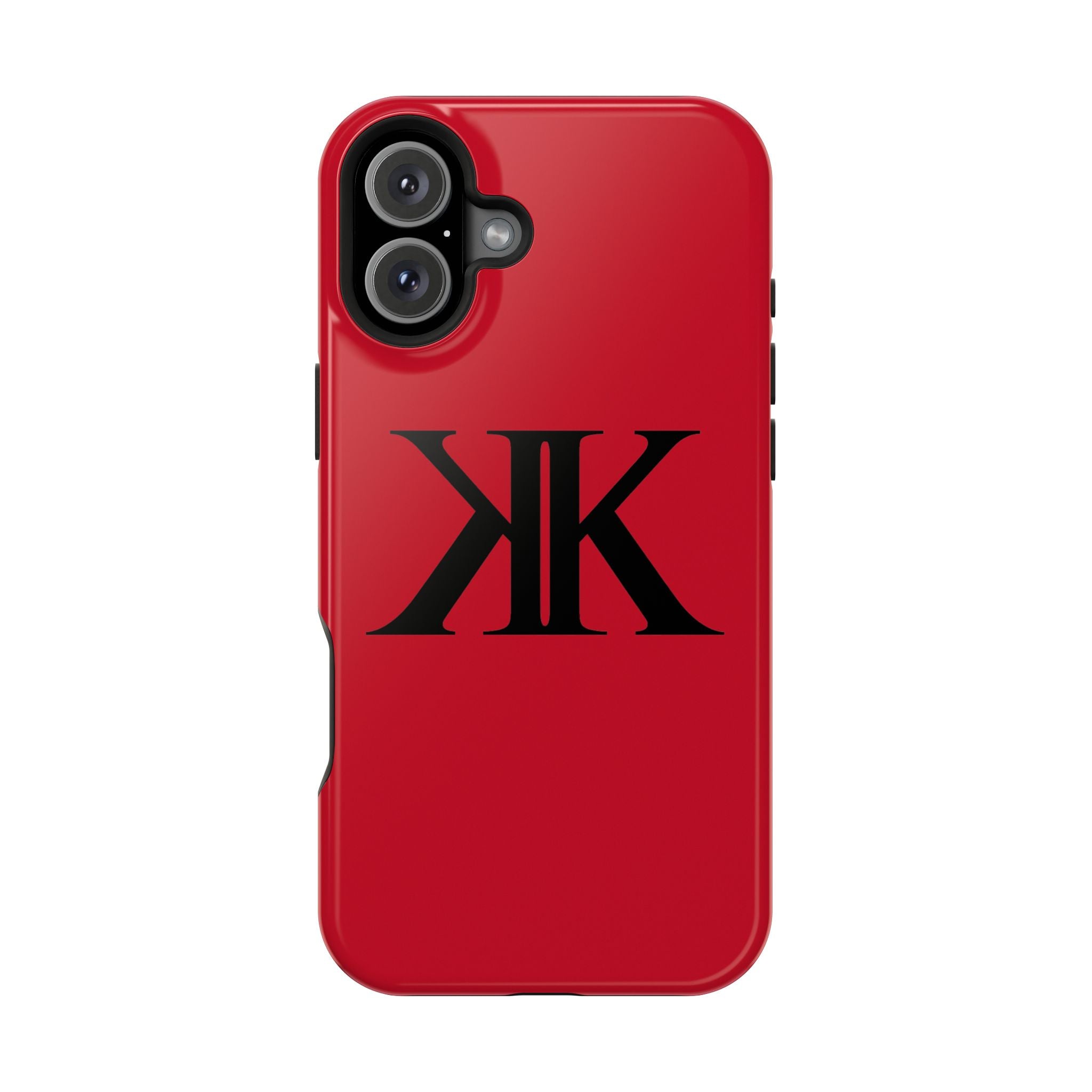 Magnetic Impact-Resistant RED Case with Bold KK Monogram
