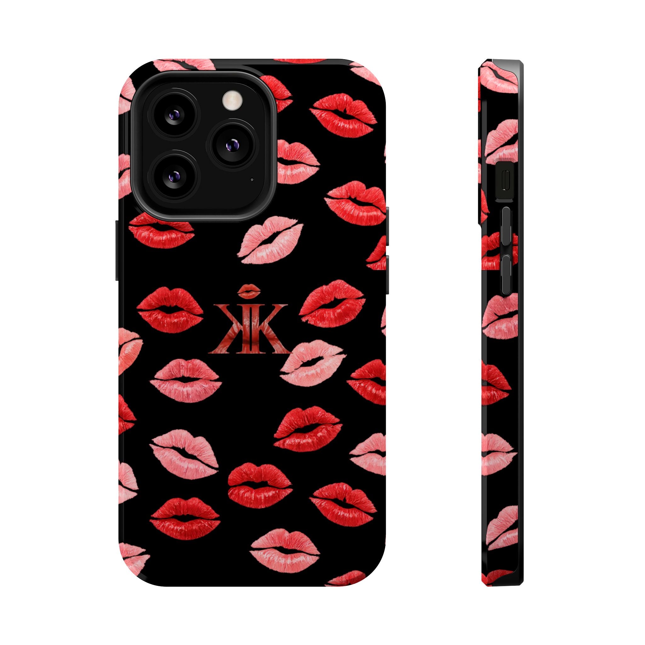 Psyche Collection BLACK - Kiss Pattern Magnetic Impact Phone Case